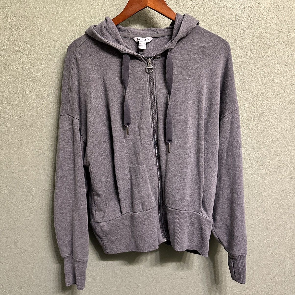 Athleta Athleta Gray Women’s Balance Hooded Zip Sweatshirt Size L / US 10 / IT 46 - 1 Thumbnail
