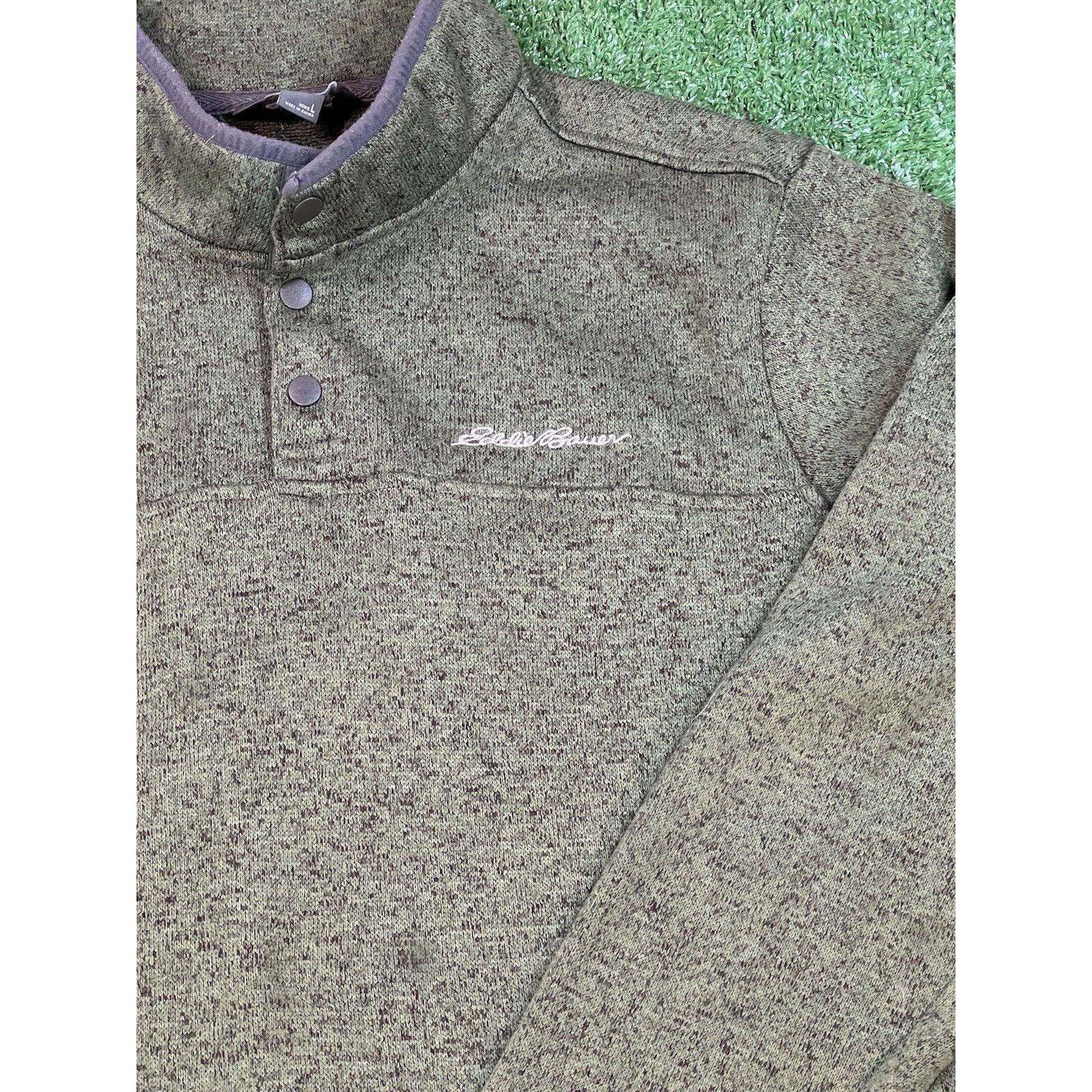 Eddie Bauer Eddie Bauer Heather Green Pullover Sweatshirt Buttons Mens L Size US L / EU 52-54 / 3 - 2 Thumbnail