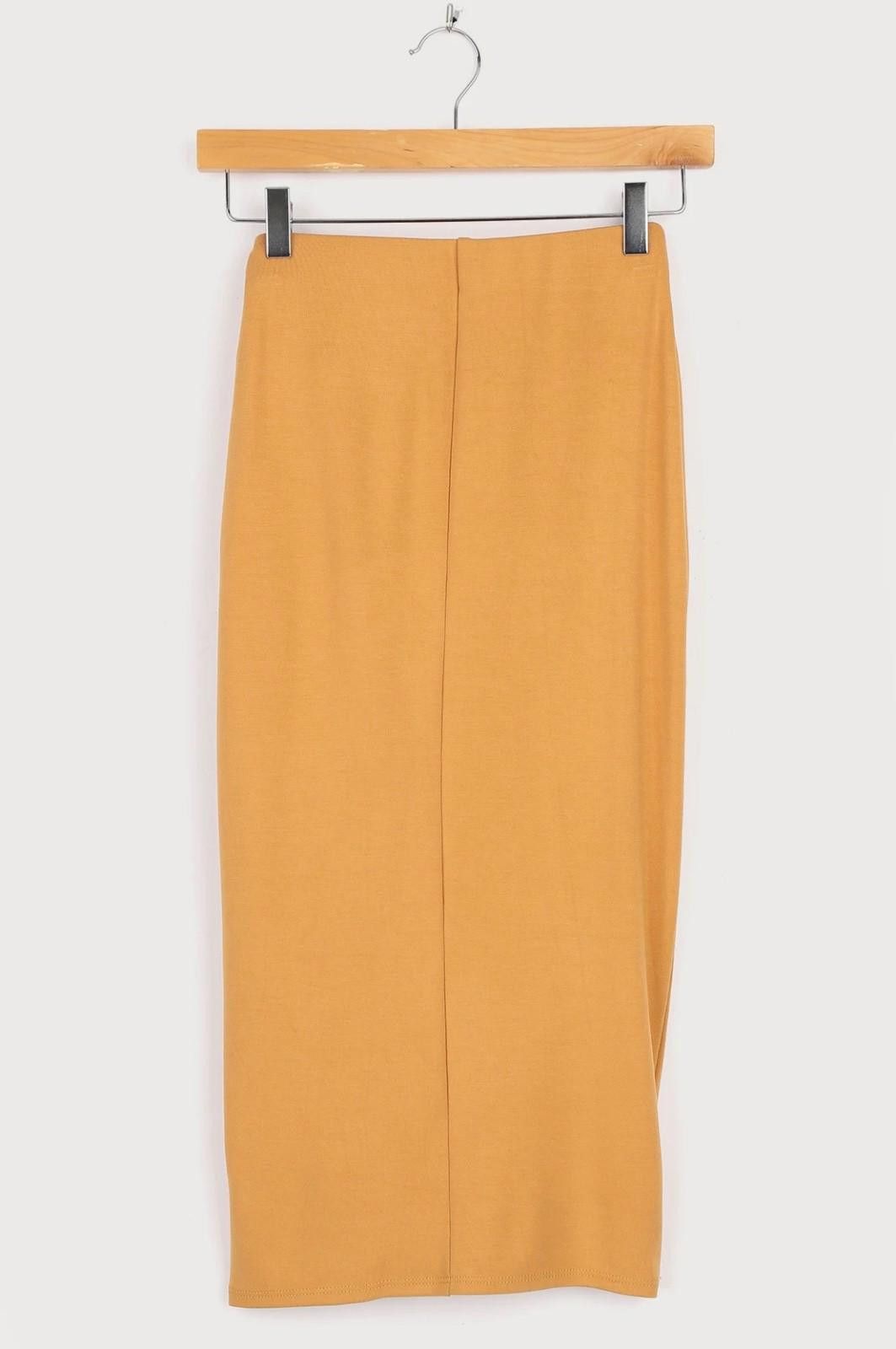 Lulus LULUS Side-Tie Midi Skirt in Mustard Yellow (SMALL) Size 28" / US 6 / IT 42 - 6 Thumbnail
