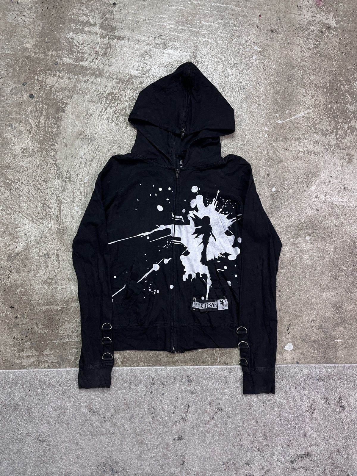 Vintage EVIL FAIRYS Y2K AVANTGARDE DOUBLE HOODED ZIP HOODIE - № 1299 Size M / US 6-8 / IT 42-44 - 7 Thumbnail