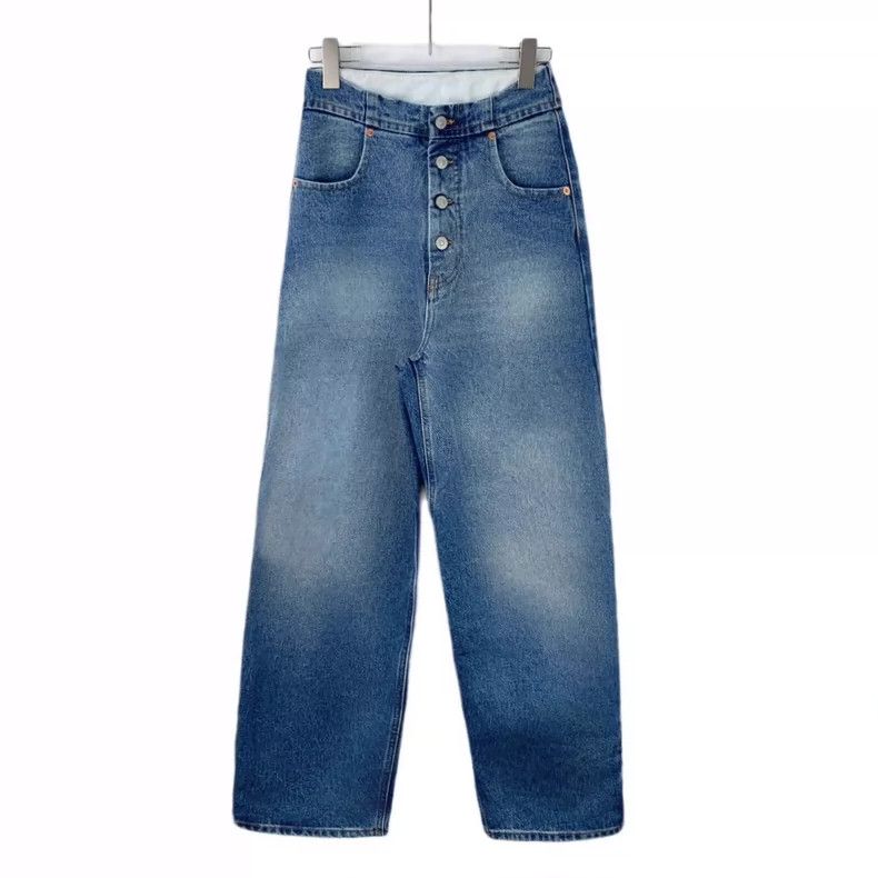 Maison Margiela Maison Margiela Blue washed cotton casual denim straight t Size 25" / US 0 / IT 36 - 1 Thumbnail