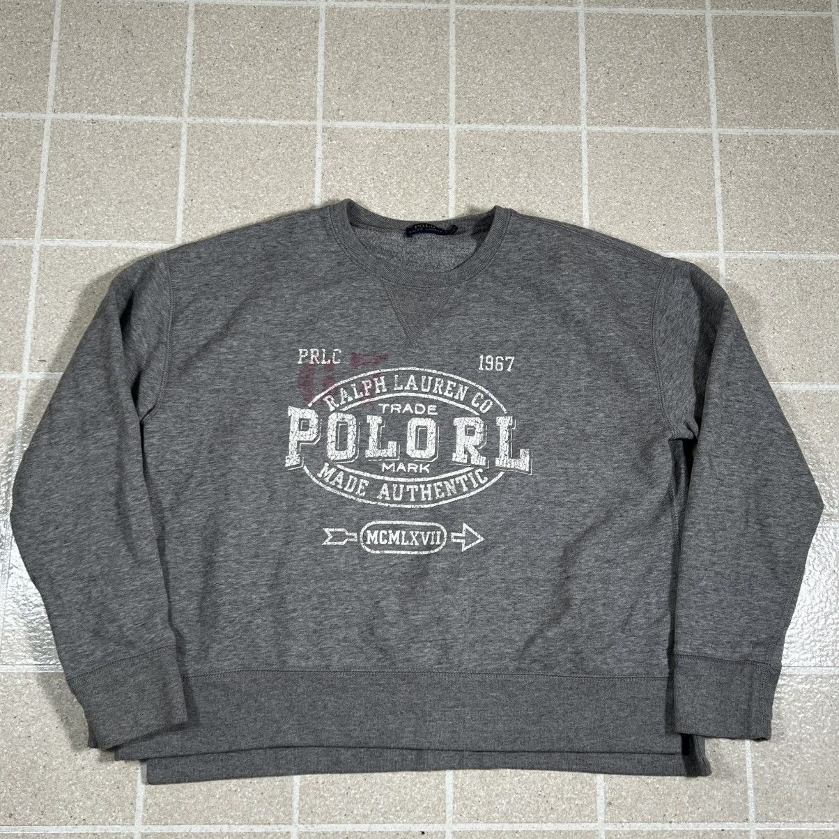 Polo Ralph Lauren Polo Ralph Lauren Grey Spellout Crewneck Sweatshirt Pullover Size L / US 10 / IT 46 - 2 Thumbnail