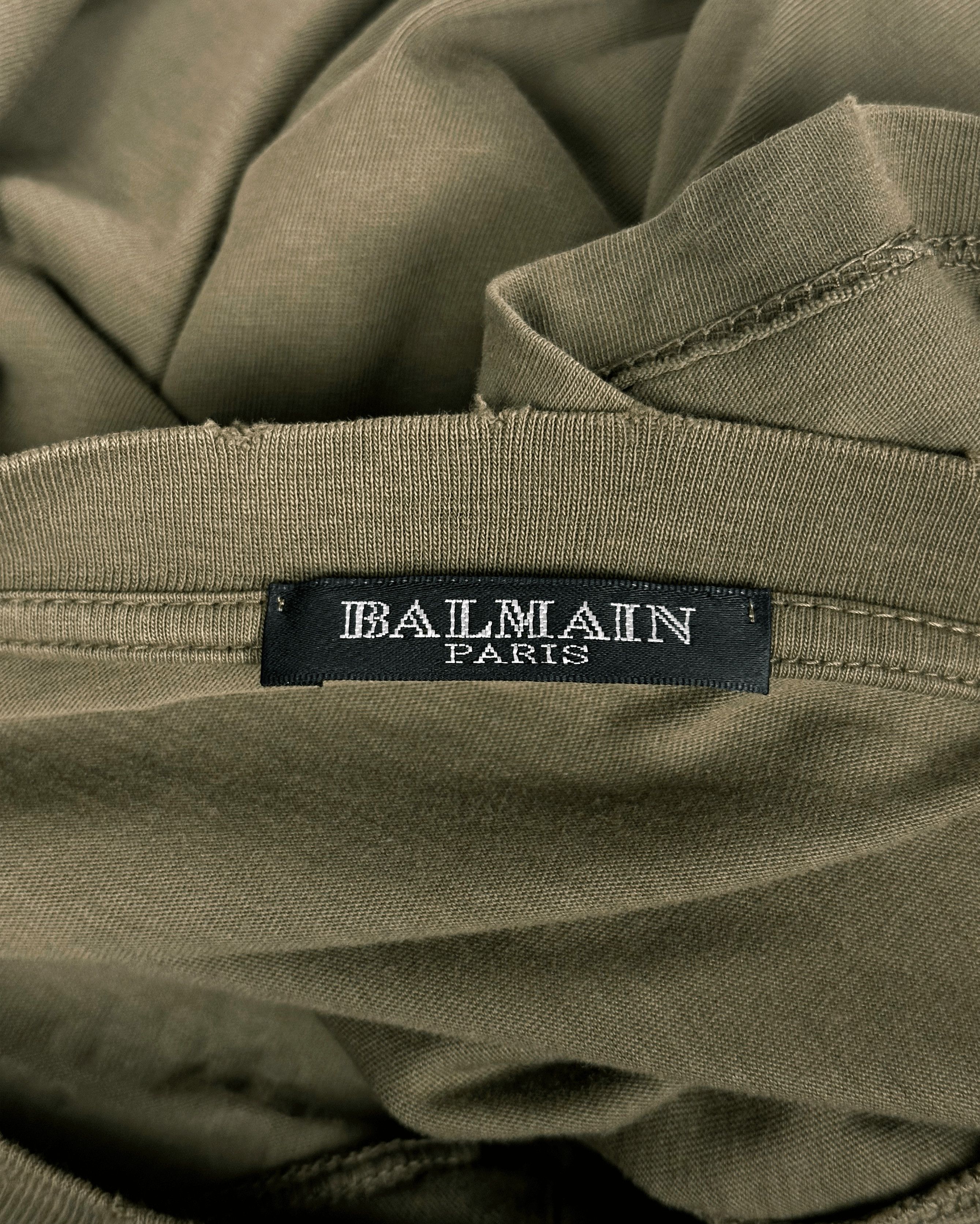 Balmain Balmain Studded Khaki T-Shirt Size US L / EU 52-54 / 3 - 7 Thumbnail