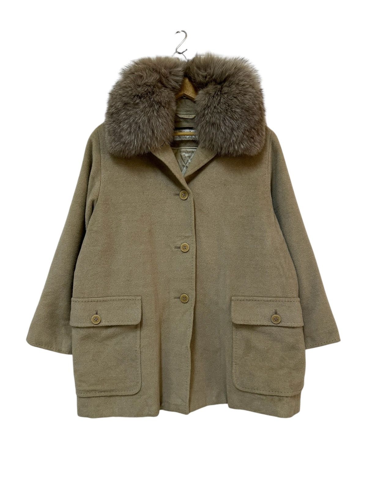 Max Mara vintage Max Mara fur-trimmed wool-cashmere blend coat. Size M / US 6-8 / IT 42-44 - 1 Thumbnail