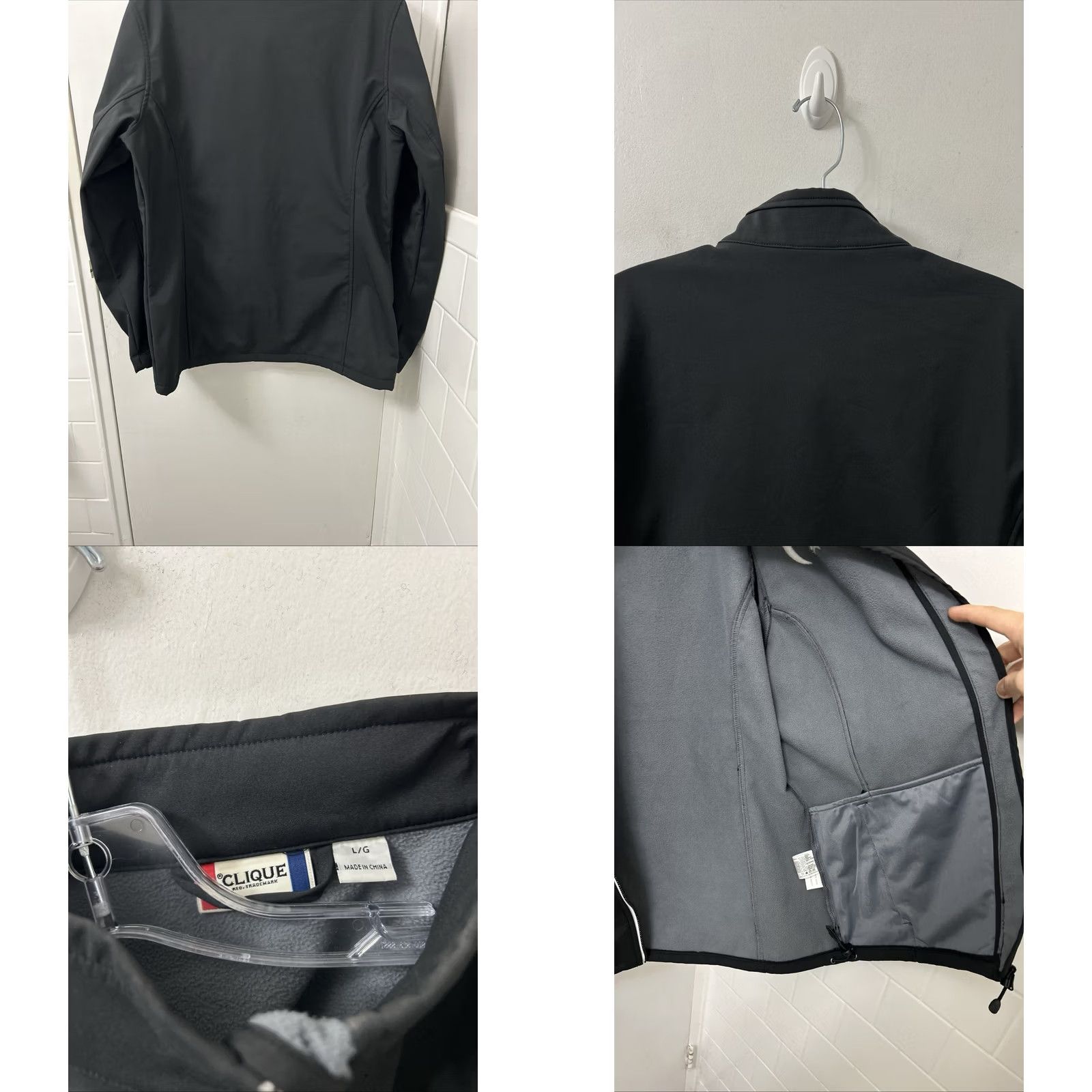 Vintage Clique Jacket Womens L Black Softshell Fleece Lined Size L / US 10 / IT 46 - 8 Thumbnail
