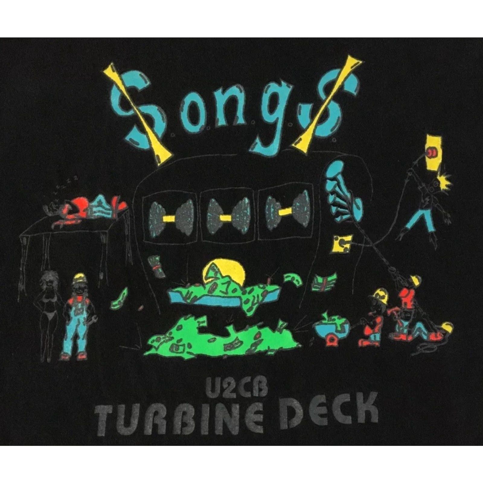 Vintage VINTAGE 90s Songs Turbine Deck Faded Construction Shirt XL Black Mens T-Shirt Funny Joke Humor Retro Rock Punk Car Bike Mechanic Size US XL / EU 56 / 4 - 3 Thumbnail