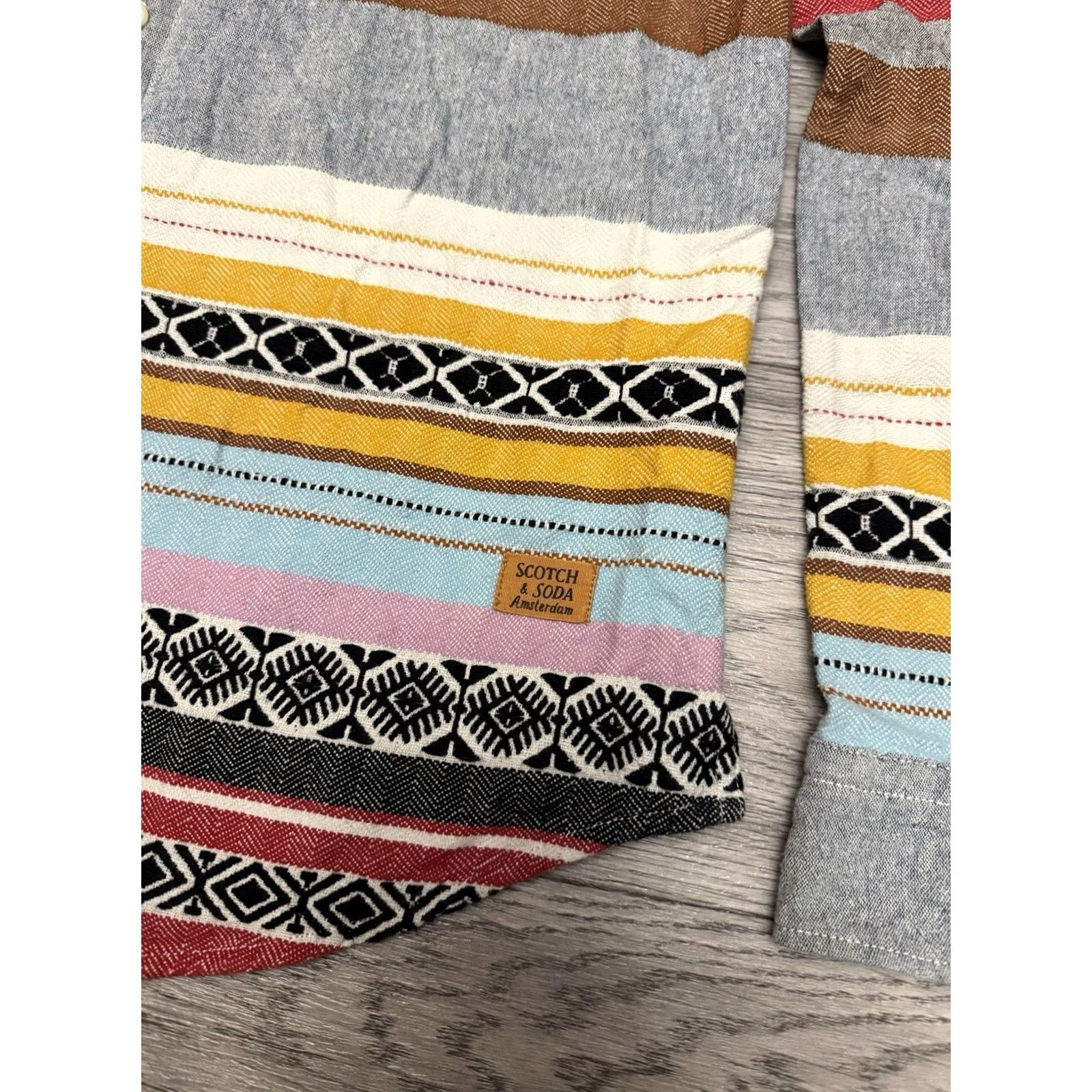 Scotch & Soda Scotch & Soda Mens Shirt Striped Cotton Multicolor Multicolor Colorful Long Sleeve S Small Regular Mens Shirt Size US S / EU 44-46 / 1 - 7 Thumbnail