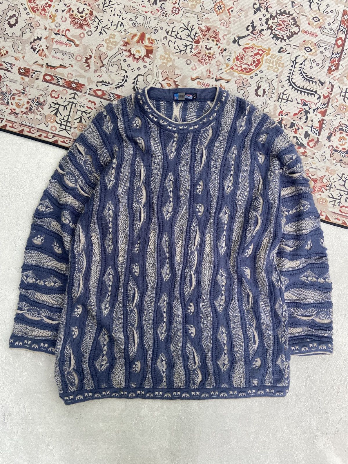 Coogi Vintage 90s Coogi Australia 3D Down Under Blue Knit Sweater Size US XXL / EU 58 / 5 - 1 Thumbnail