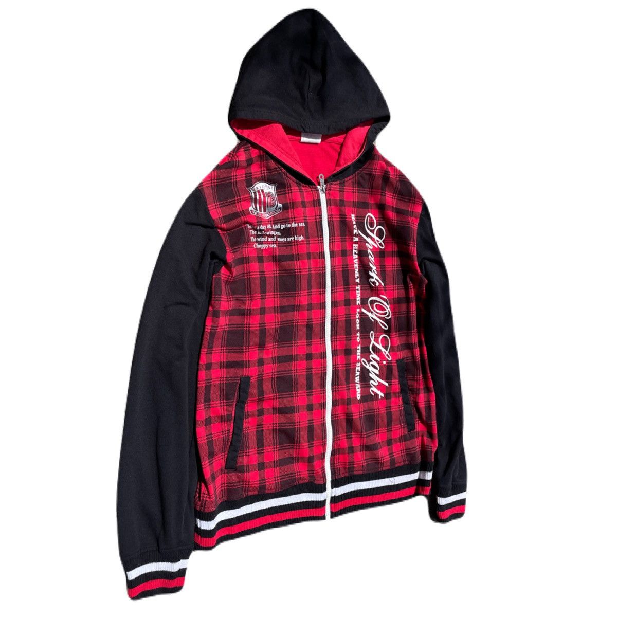 If Six Was Nine 2000s Japanese archive Vkei Poem Plaid Zip-Up Hoodie Y2K Size US M / EU 48-50 / 2 - 3 Thumbnail