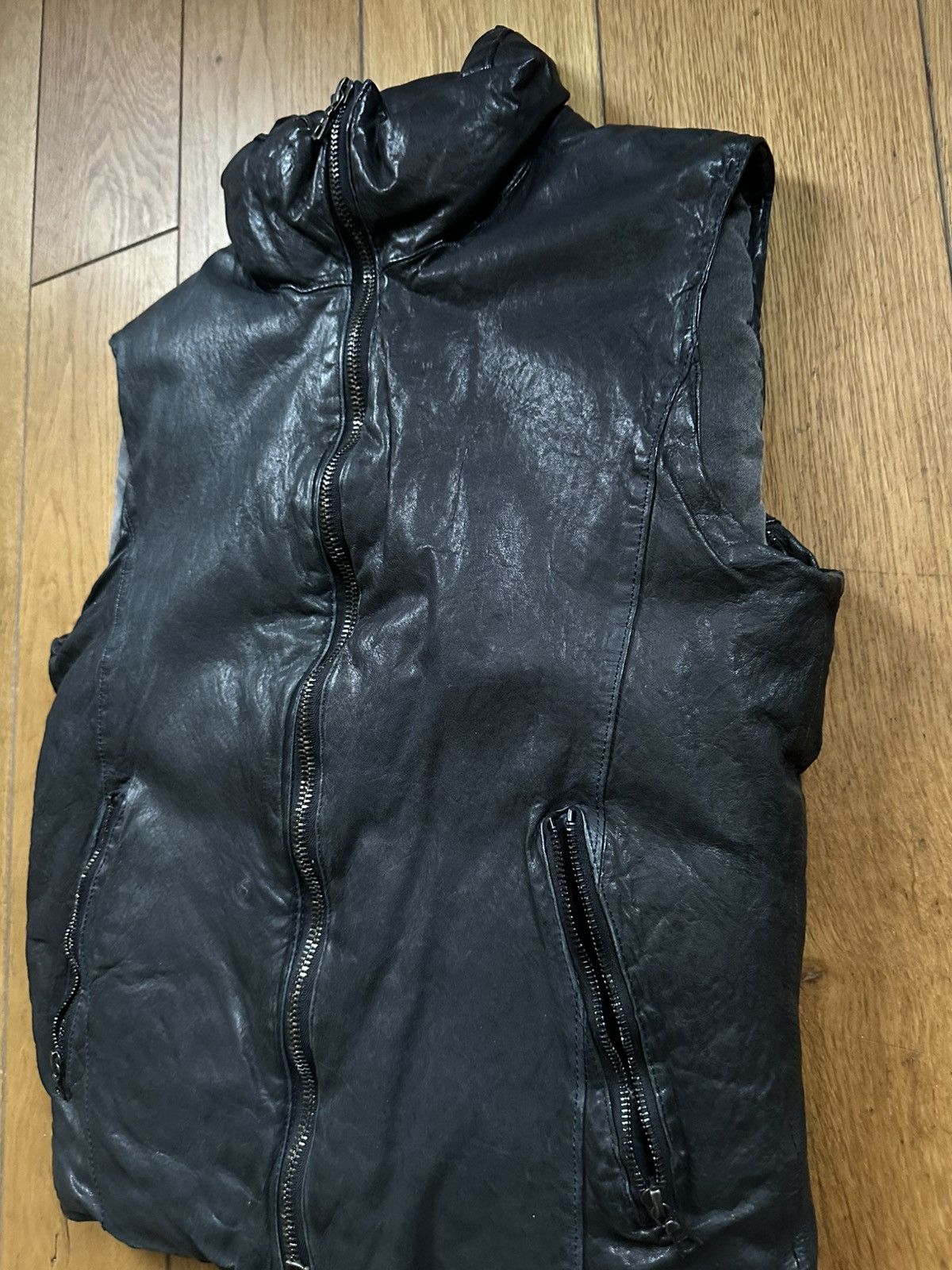 Isamu Katayama Backlash Metallic Navy Leather Down Vest JP 2 Fits US S Size US S / EU 44-46 / 1 - 8 Thumbnail