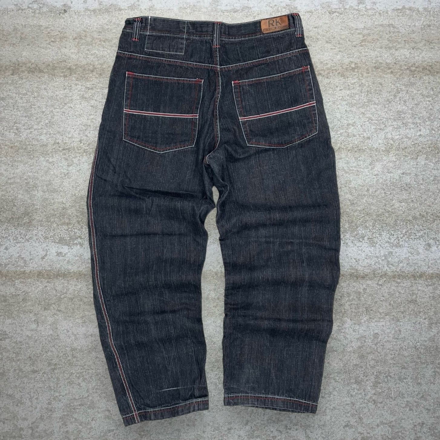 Vintage Y2K Skater Wide Leg Jeans 38x32 Baggy Black Wash