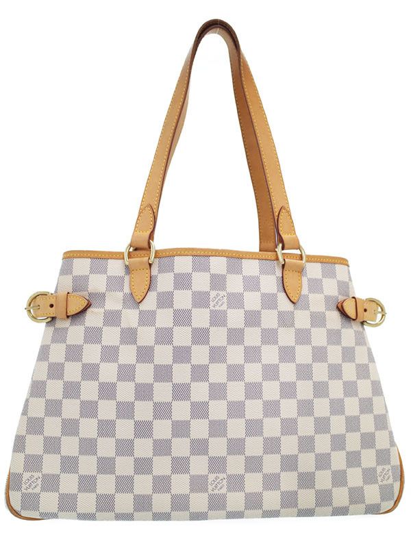 image of Louis Vuitton Damier Azure Batignolles Oriental Shoulder Bag in White, Women's