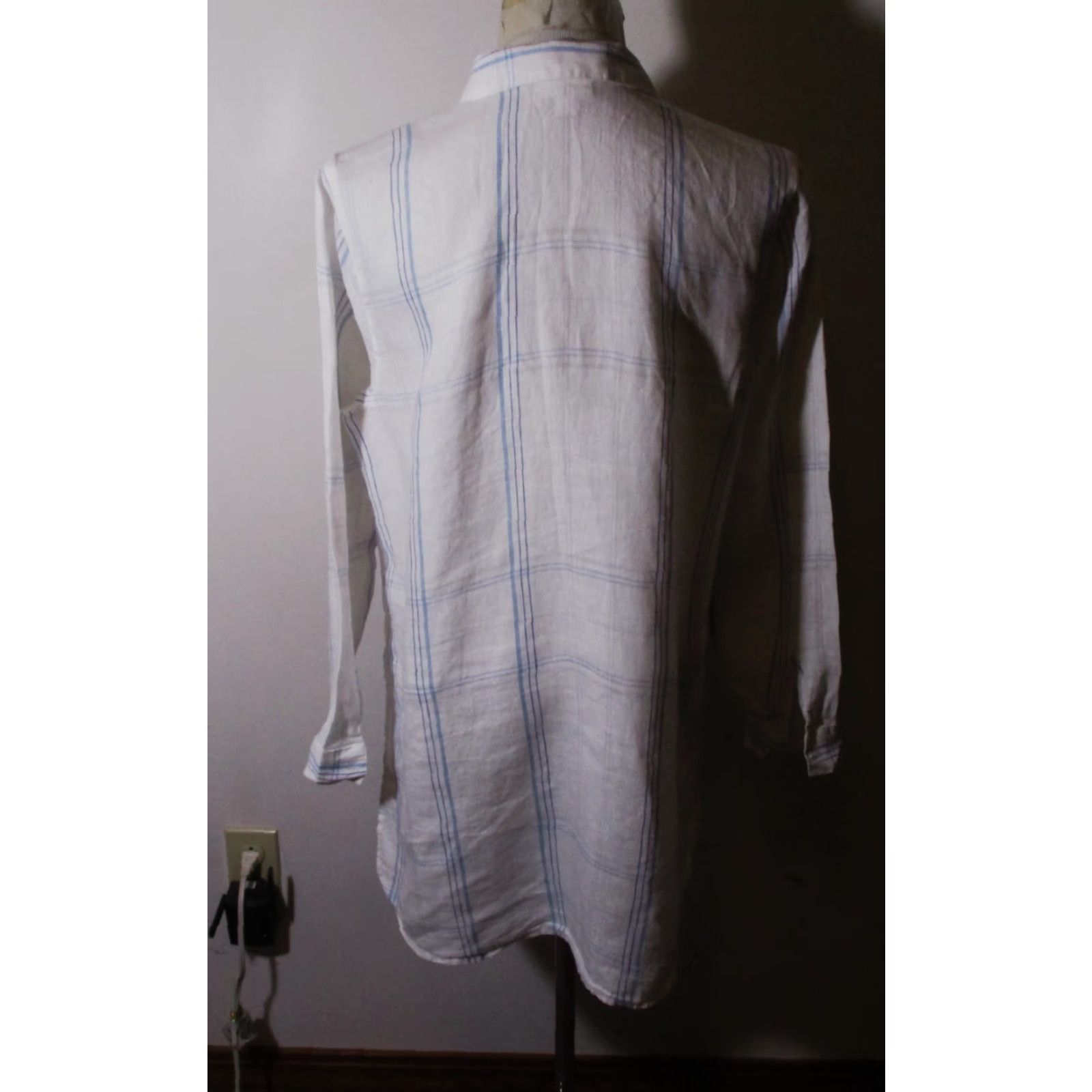 J. Jill J. Jill Blouse Shirt Linen 100% Long Sleeve Tunic White Petite L Womens Size L / US 10 / IT 46 - 5 Thumbnail