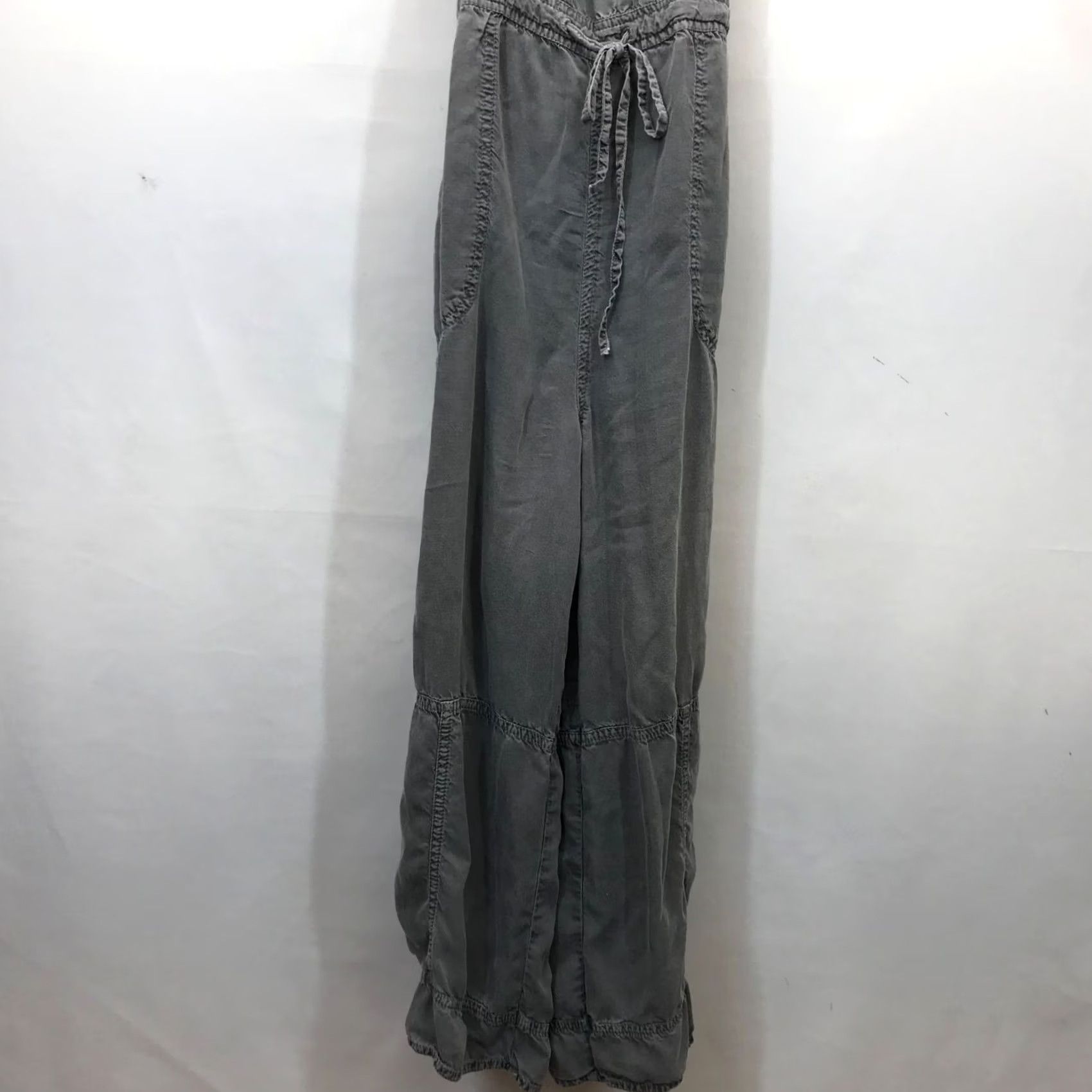 Vintage SUSINA Women's Small - Gray 100% TENCEL Sleeveless Gathered Waist Jumpsuit Size 28" / US 6 / IT 42 - 3 Thumbnail