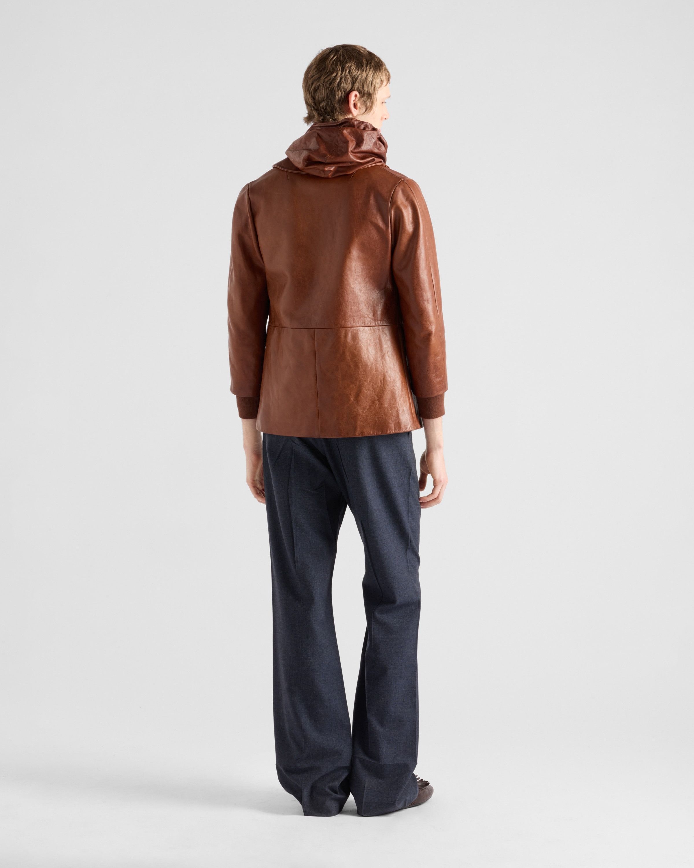Prada o1bcso1str1025 Leather Vitello Blouson Jacket in Brown Size US L / EU 52-54 / 3 - 5 Thumbnail