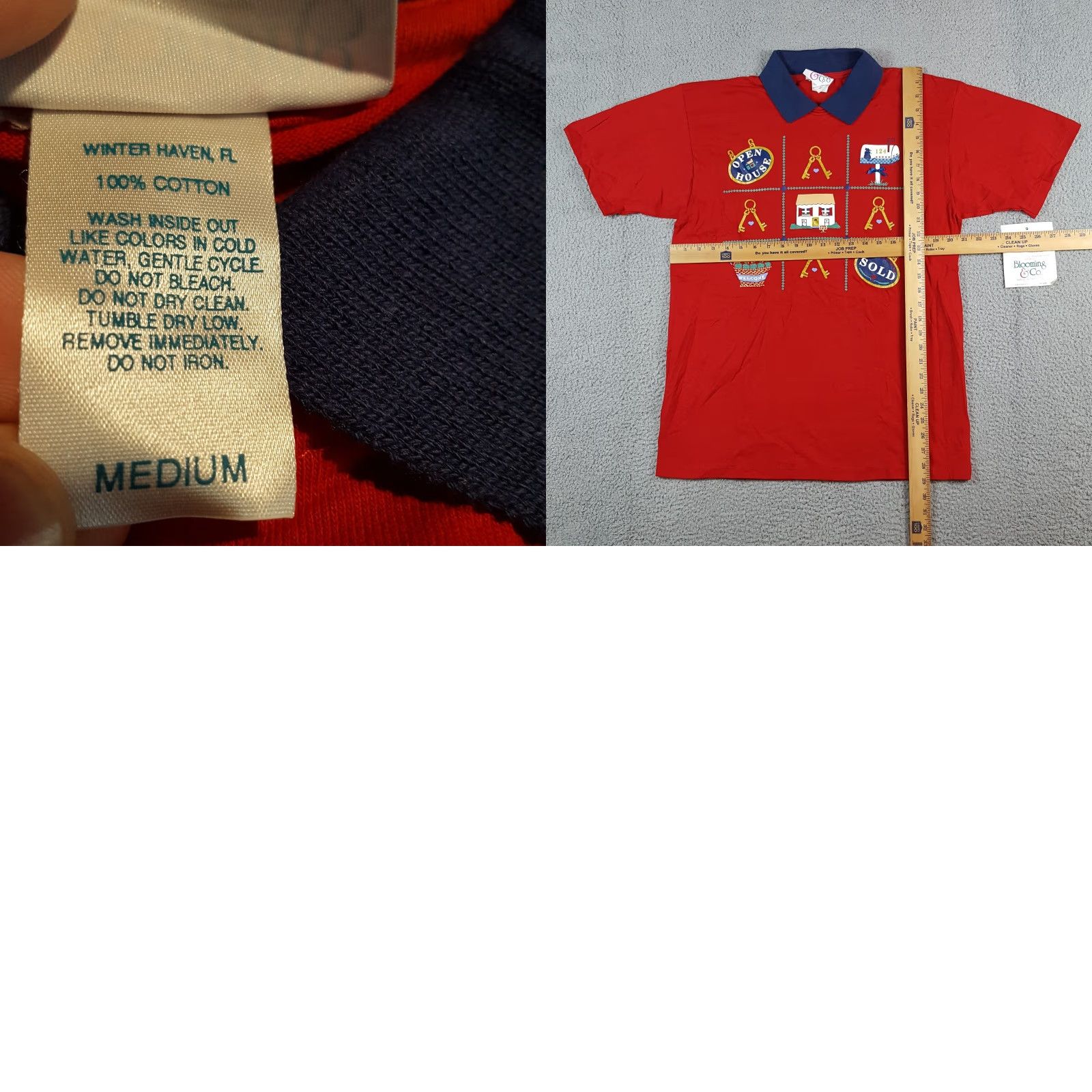 Vintage VINTAGE Blooming & Co T-Shirt Women Open House 80s Collared Red Size M Welcome Home Preppy Cute Short Sleeve Cotton Shirt Womens Size M / US 6-8 / IT 42-44 - 8 Thumbnail