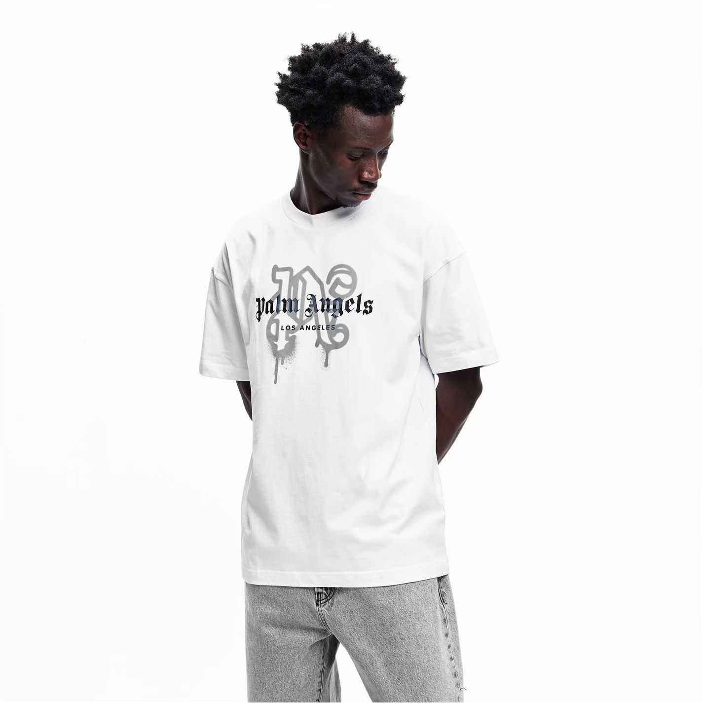 Palm Angels o1g2r1mq0426 LA Mono T-Shirt in Off White Size US L / EU 52-54 / 3 - 3 Thumbnail