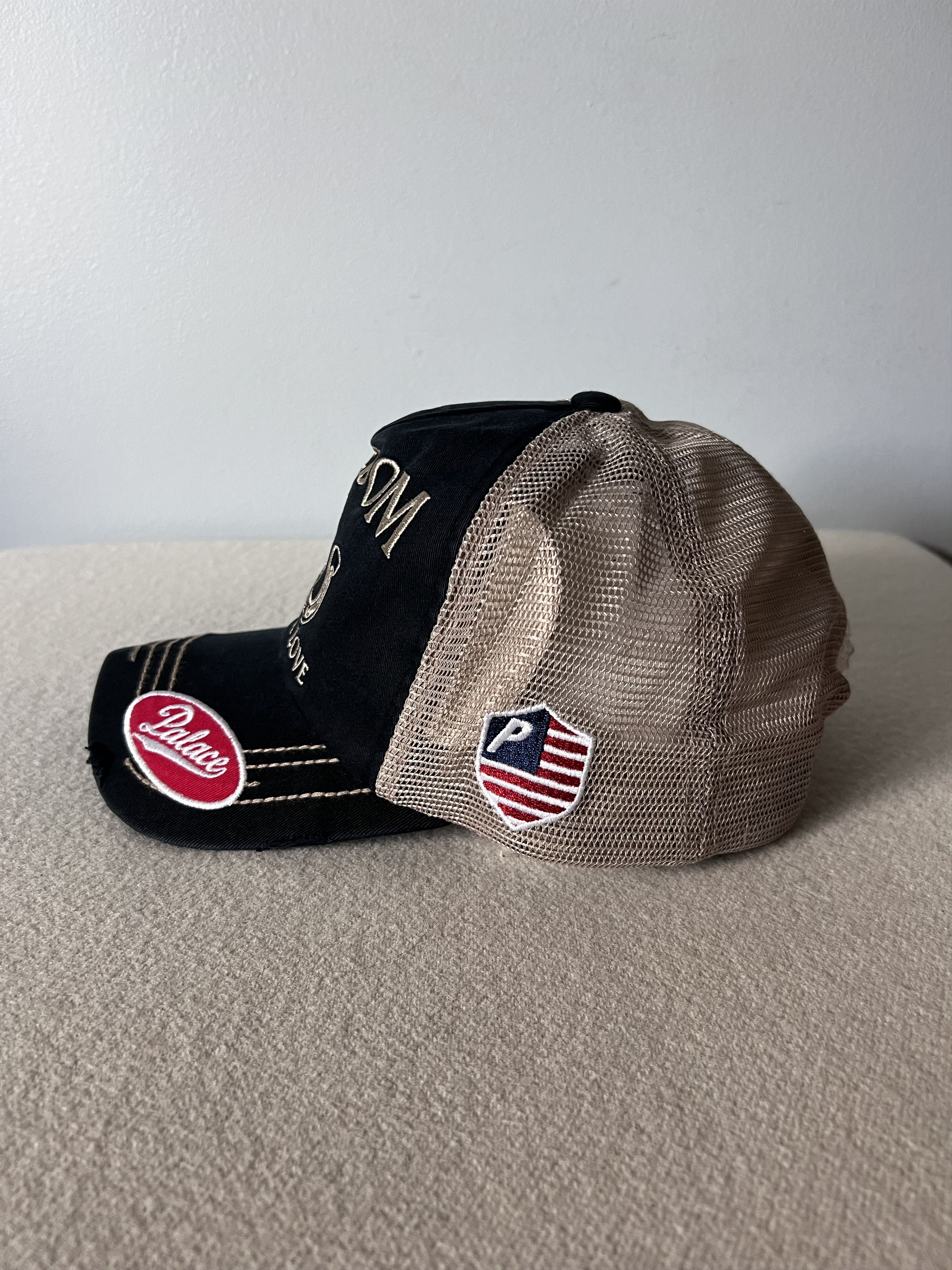 Palace Palace Skateboards Freedom Distressed Trucker Hat in Black Size ONE SIZE - 2 Thumbnail
