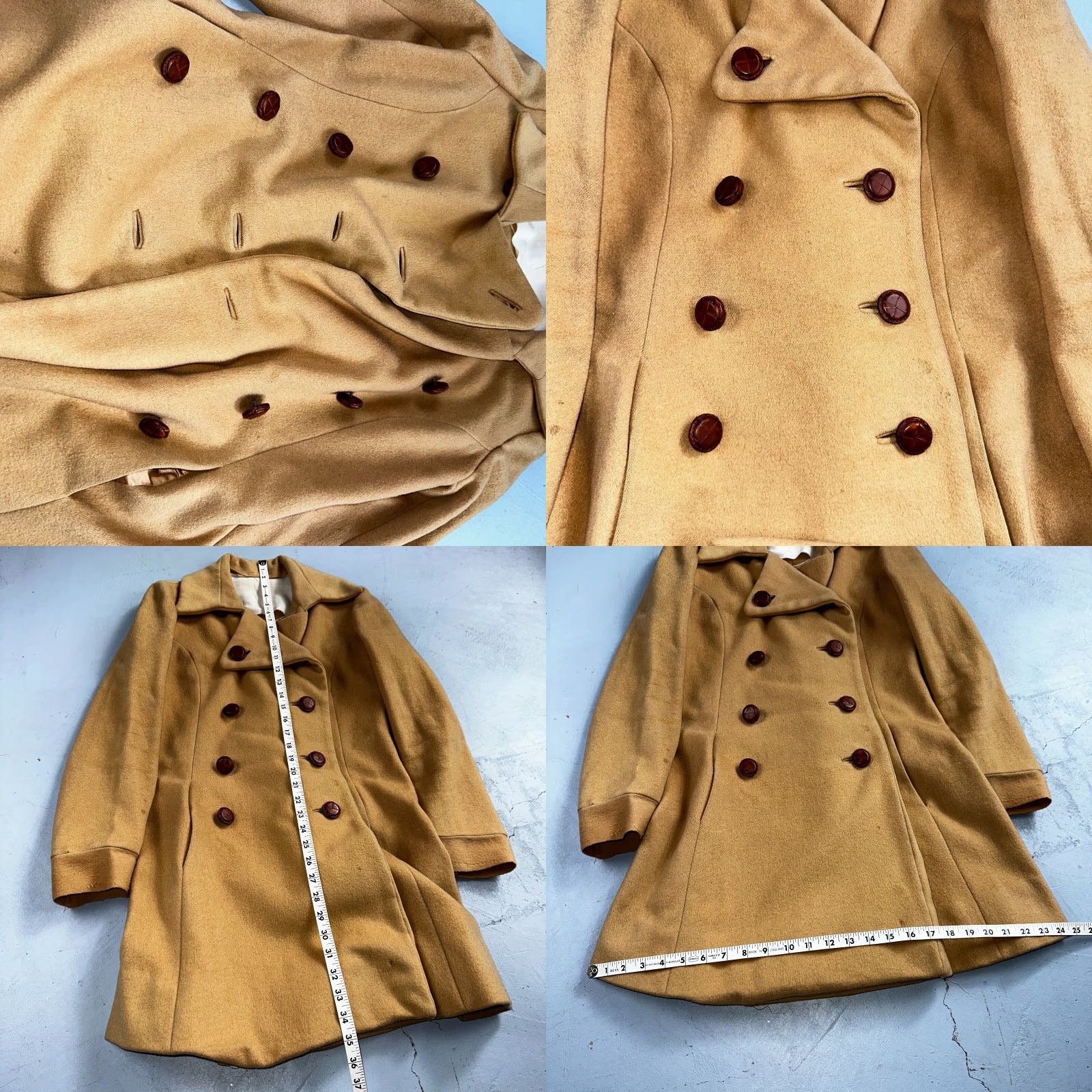 Vintage VINTAGE 1950s Taupe Brown Wool Swing Coat Rockabilly Belted Coat Women’s 50s Brown Wool Swing Coat Size S / US 4 / IT 40 - 8 Thumbnail
