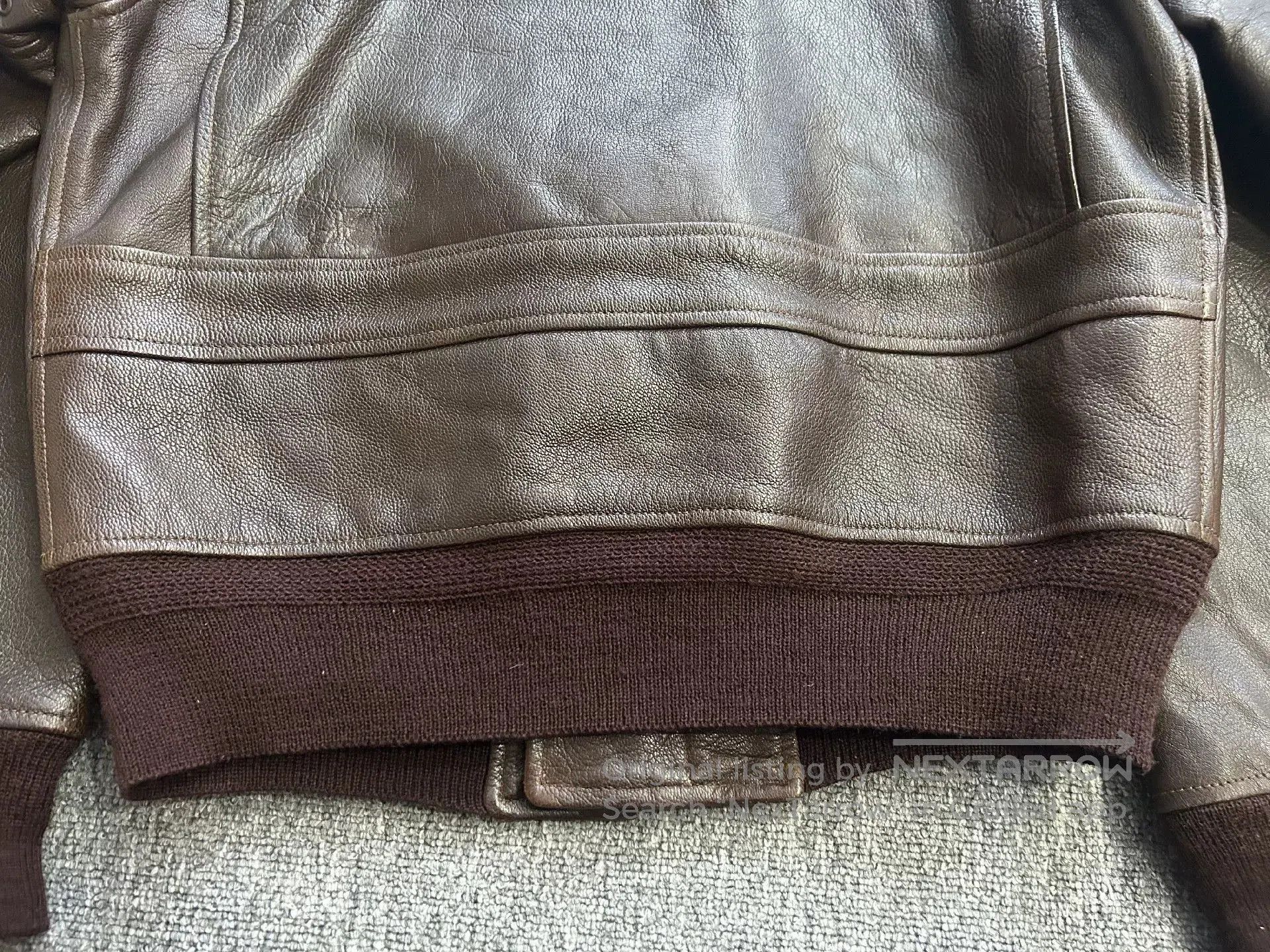Eastman Leather Clothing brown leather pilot jacket with patches. Size US L / EU 52-54 / 3 - 5 Thumbnail