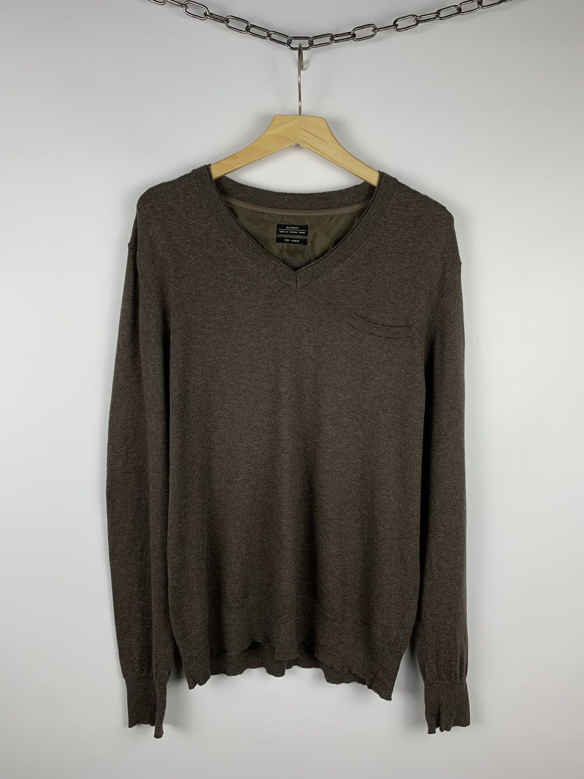 Allsaints Allsaints Mitaka V-Neck Cashmere Sweater Brown Top Size L Size US L / EU 52-54 / 3 - 1 Thumbnail