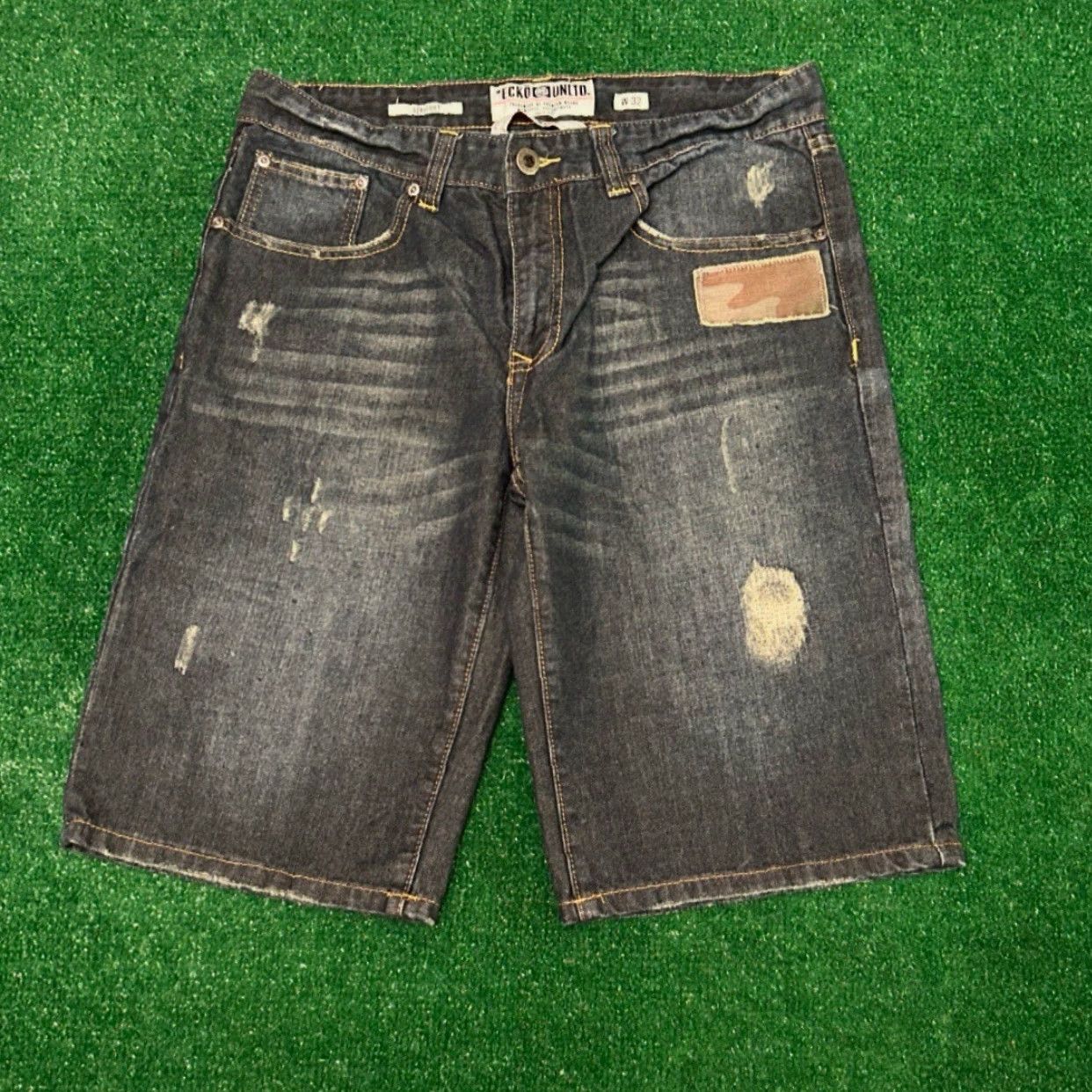 Ecko Unltd. VINTAGE Y2K Ecko Unltd Baggy Straight Hip Hop Skater Jorts Mens 32 Blue Dark Logo Pockets Size US 32 / EU 48 - 4 Thumbnail