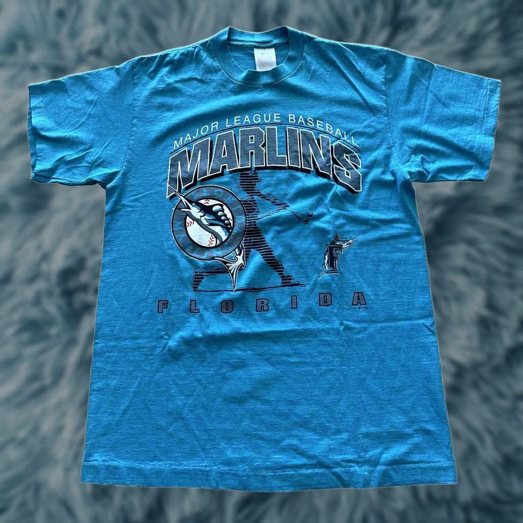 Vintage VINTAGE Florida Marlins Inaugural T-Shirt XL Blue Single Stitch Mens 1993 Baseball MLB 90s Shirt Size US XL / EU 56 / 4 - 1 Thumbnail