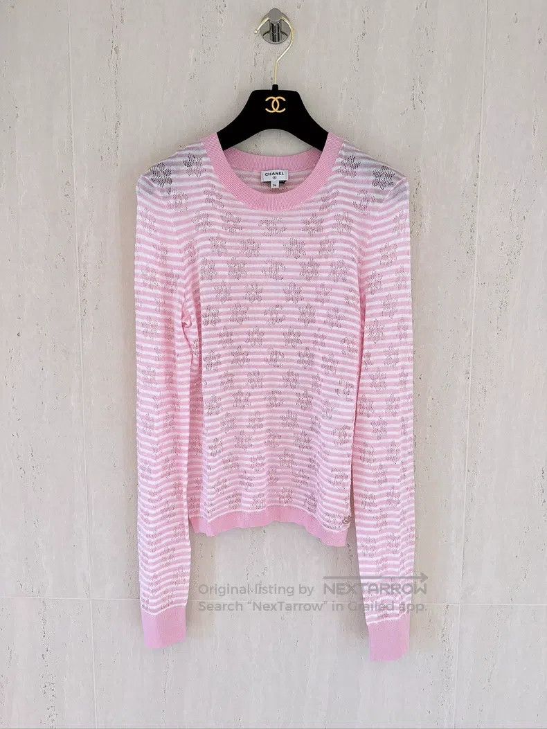 Chanel 24C Early Spring Vacation Pink and White Striped Ho