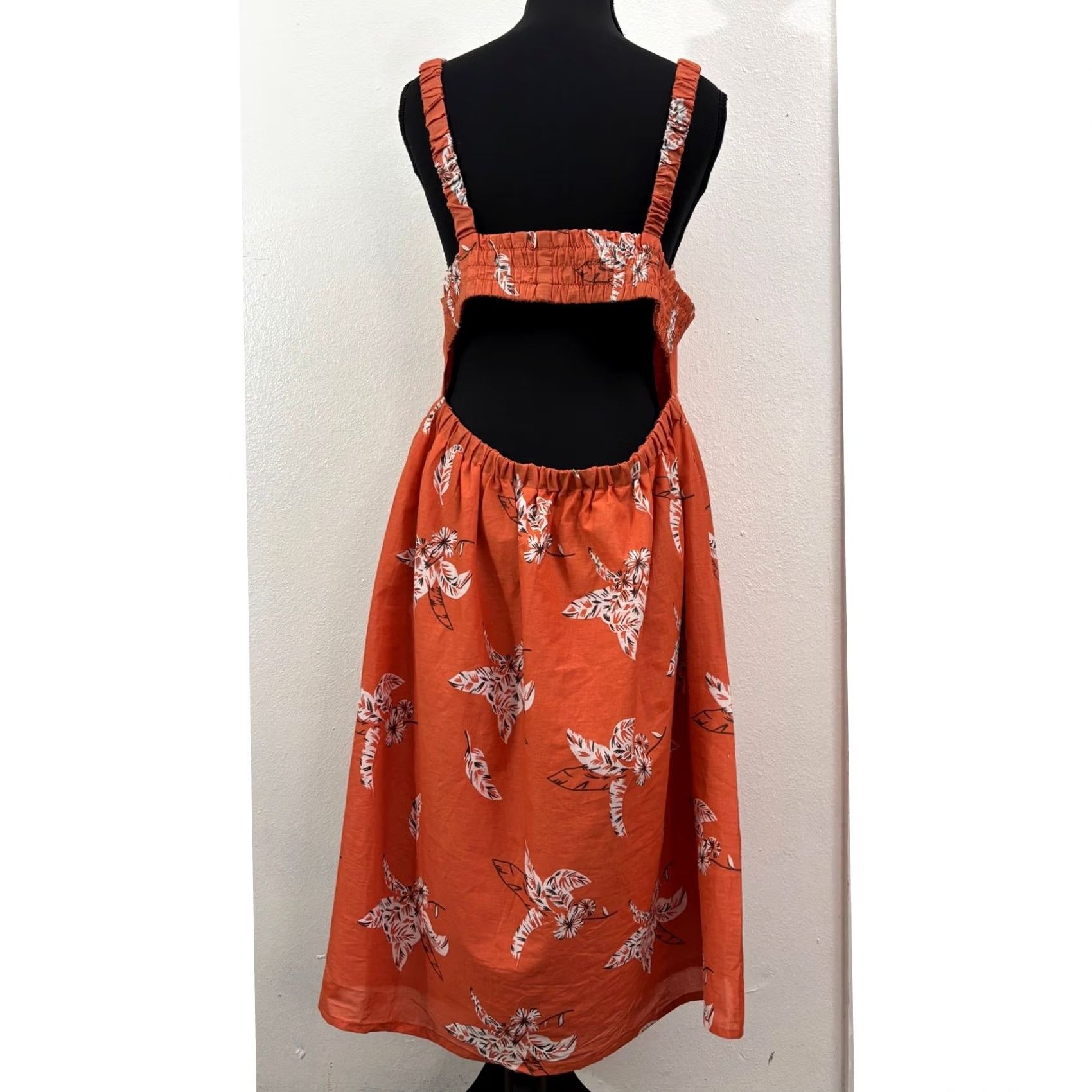 Rainbow Rainbow Orange Floral Midi Dress Cotton Sleeveless Women XL Size XL / US 12-14 / IT 48-50 - 2 Thumbnail