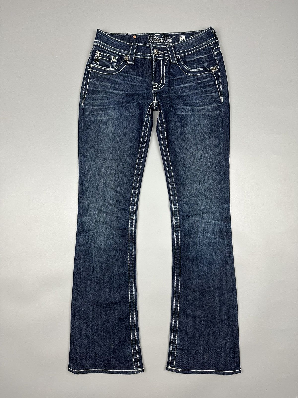 If Six Was Nine × Le Grande Bleu (L.G.B.) 🔥Flared🔥Miss Me Inspired by Chrome Hearts Design Denim Size US 29 - 2 Thumbnail