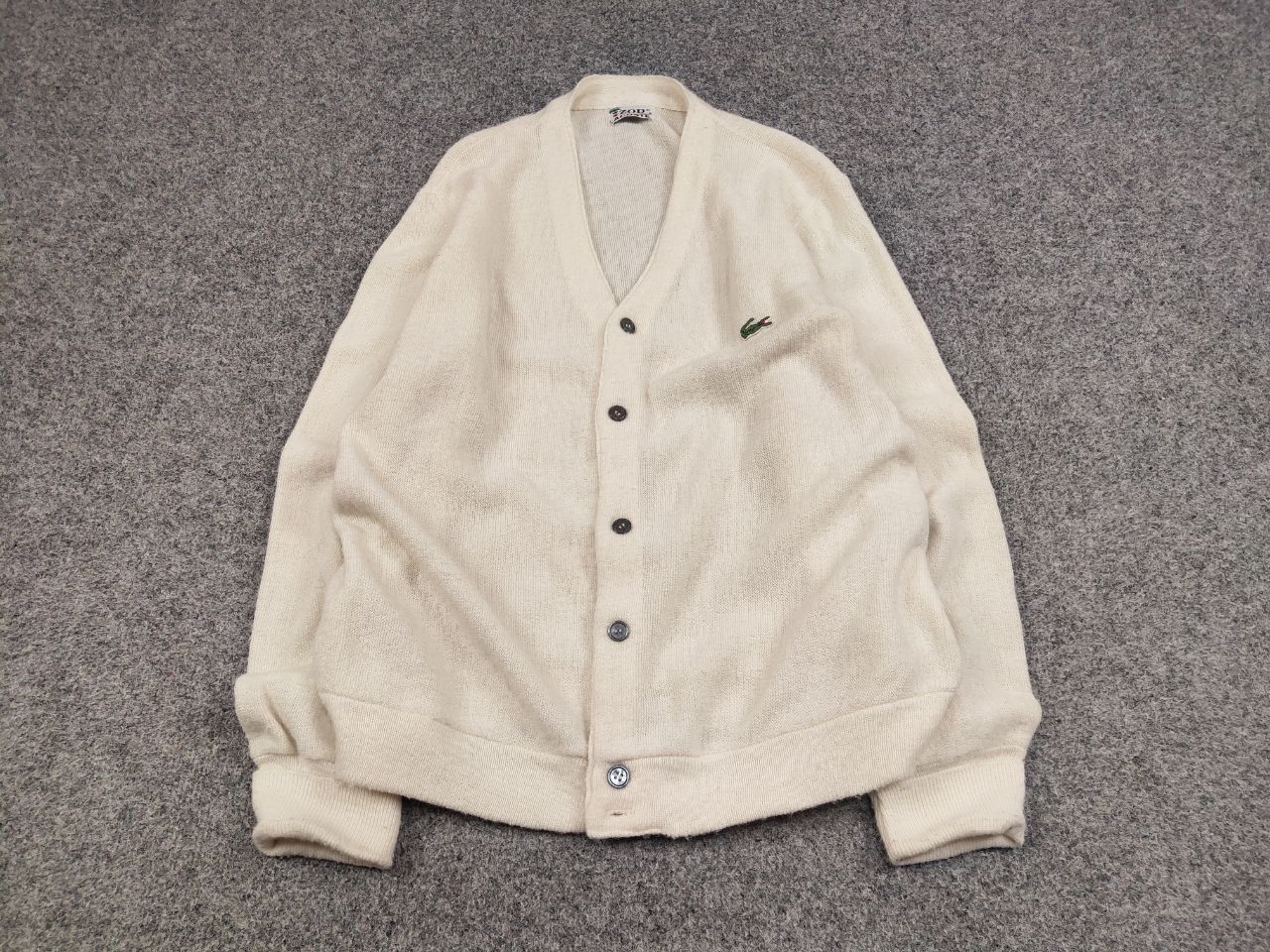 Lacoste Rare Vintage 90's Izod Lacoste Logo Beige cardigan Sweater Size US M / EU 48-50 / 2 - 2 Thumbnail