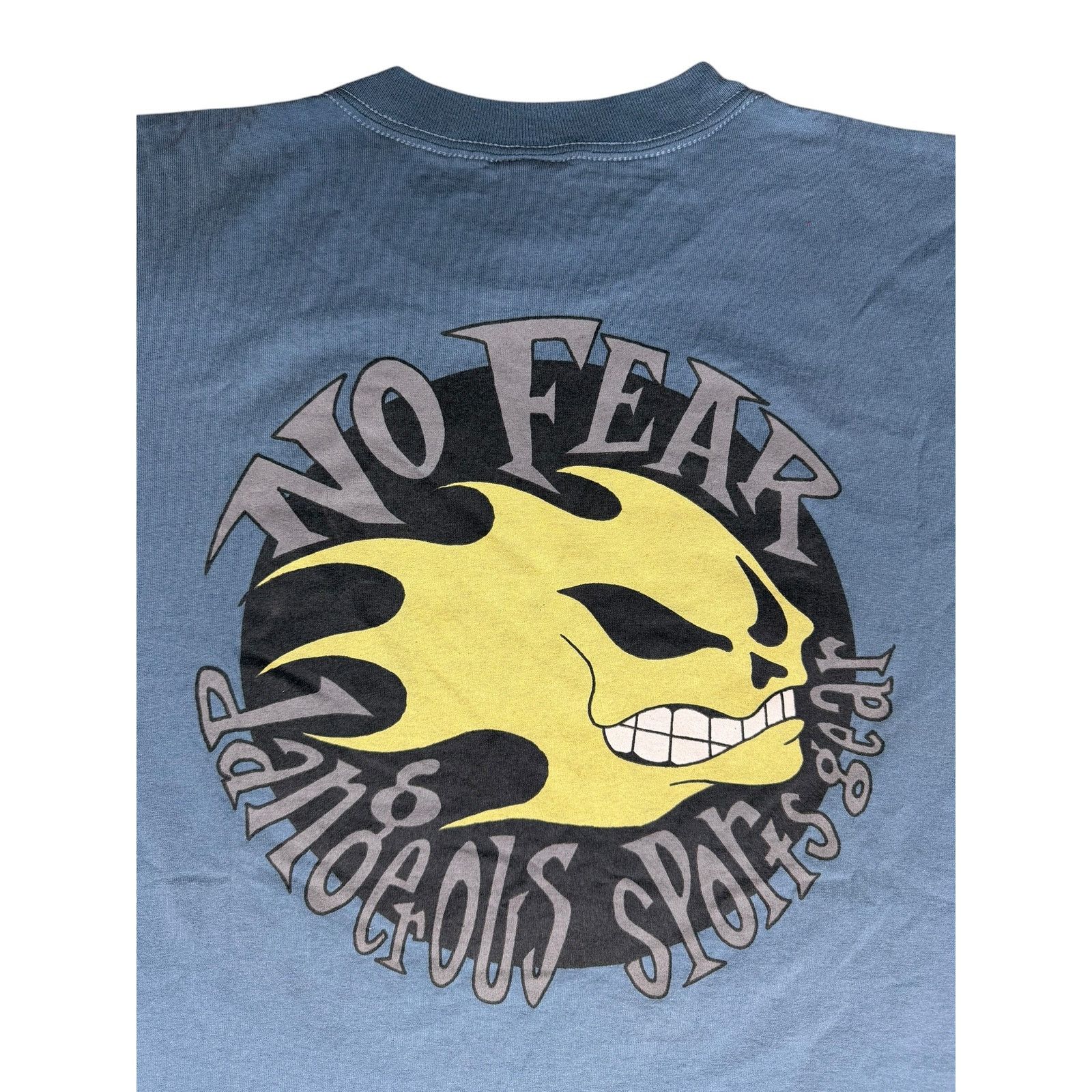 No Fear × Vintage Vintage 90s No Fear Dangerous Sports Gear Skull T-Shirt Size US M / EU 48-50 / 2 - 3 Thumbnail