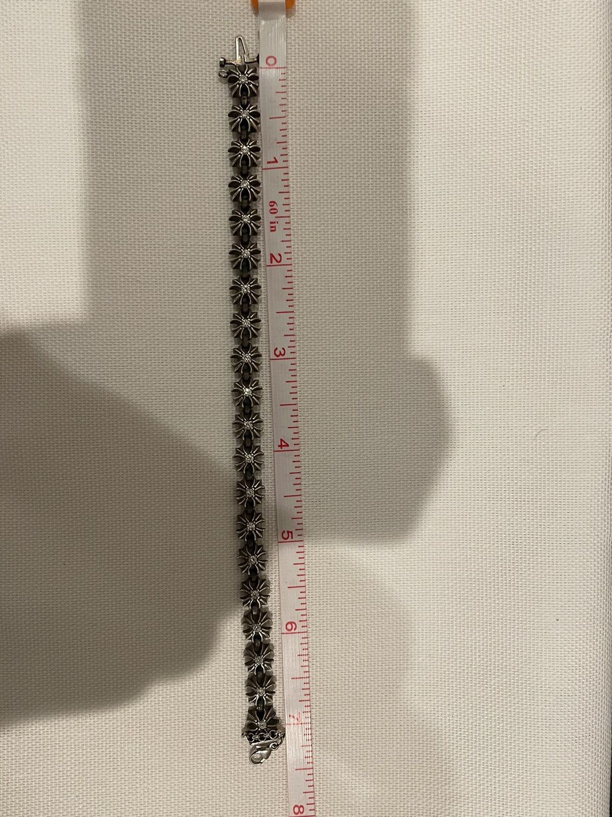 Chrome Hearts Gold Pink Diamonds Tiny E 10 Cross Bracelet