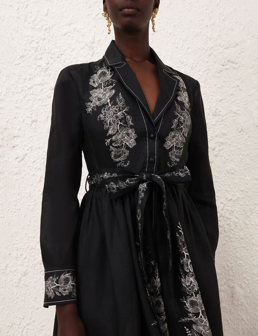 Zimmermann oc11z1025 Shirt Midi Dress in Black Size M / US 6-8 / IT 42-44 - 5 Thumbnail