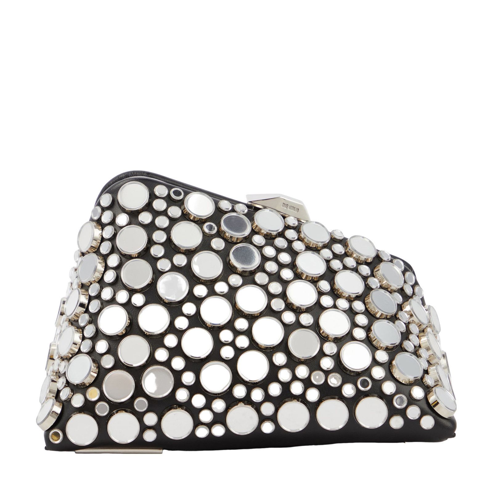 THE ATTICO Midnight Mini Black/Silver Leather Clutch New