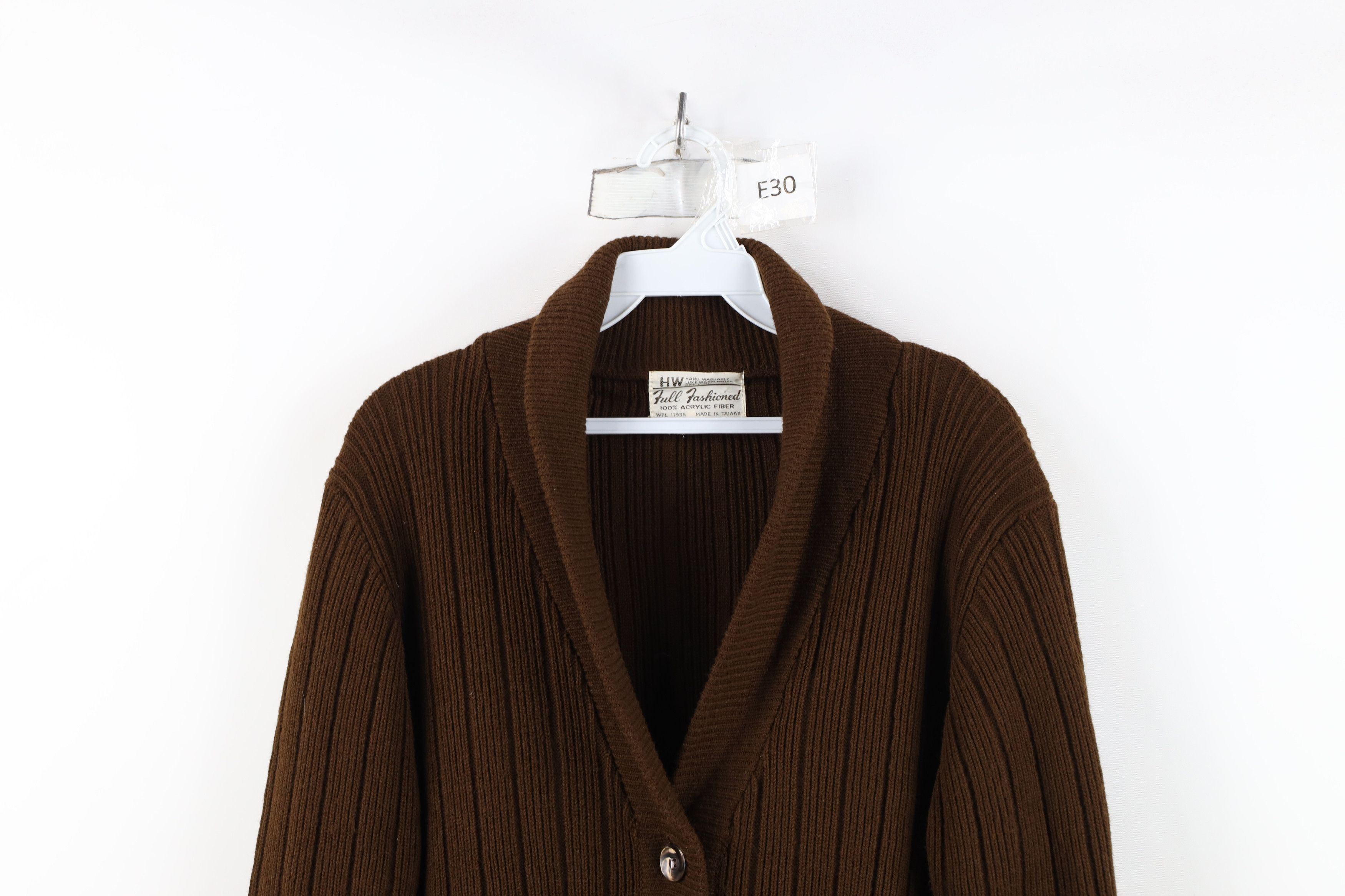 Vintage Vinage 60s 70s Streetwear Ribbed Knit Cardigan Sweater Brown Size L / US 10 / IT 46 - 2 Thumbnail