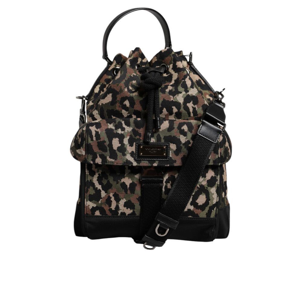 Dolce & Gabbana Dolce & Gabbana Multicolor Leopard Cotton Shoulder Bucket Ba Size ONE SIZE - 1 Thumbnail