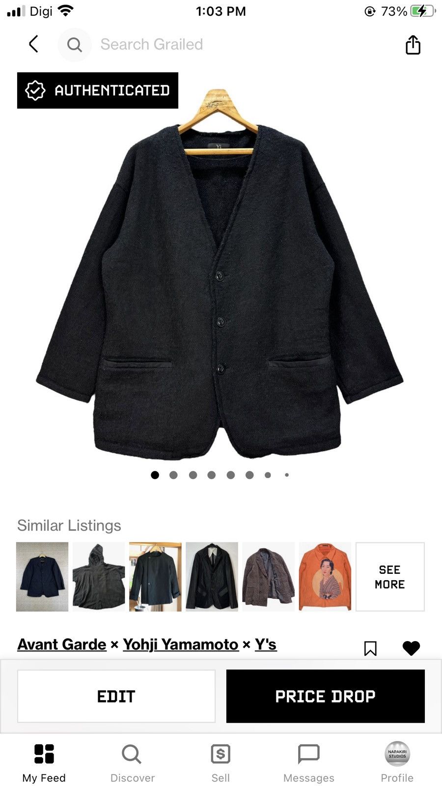 Y's Y's Wool Oversized Vneck Cardigan Jacket #9023-49 Size US M / EU 48-50 / 2 - 13 Thumbnail