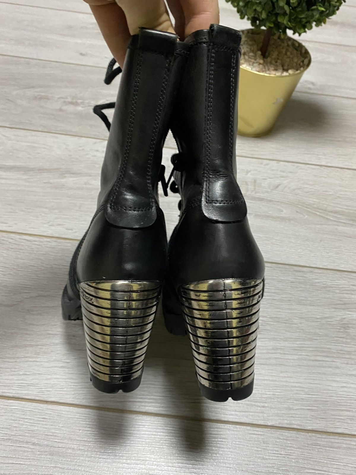 New Rock New Rock leather boots metallic heels long lace zip Size US 7.5 / IT 37.5 - 9 Thumbnail