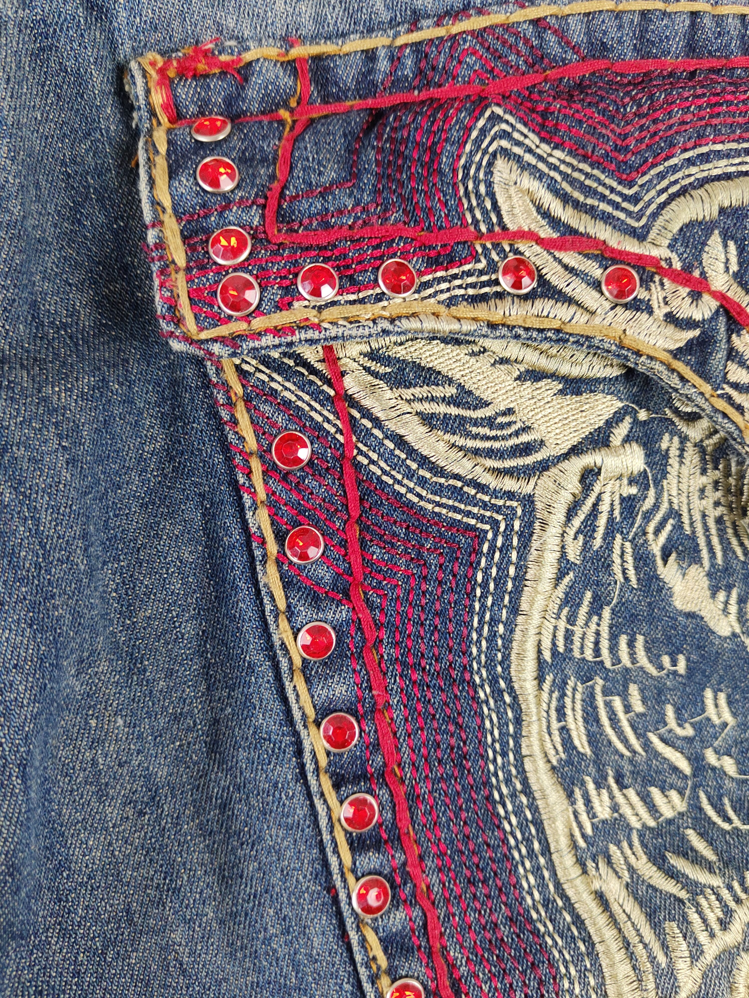 Japanese Brand DL Cstar Blue faded vintage Distressed Ripped Jeans #380 Size US 40 / EU 56 - 12 Thumbnail