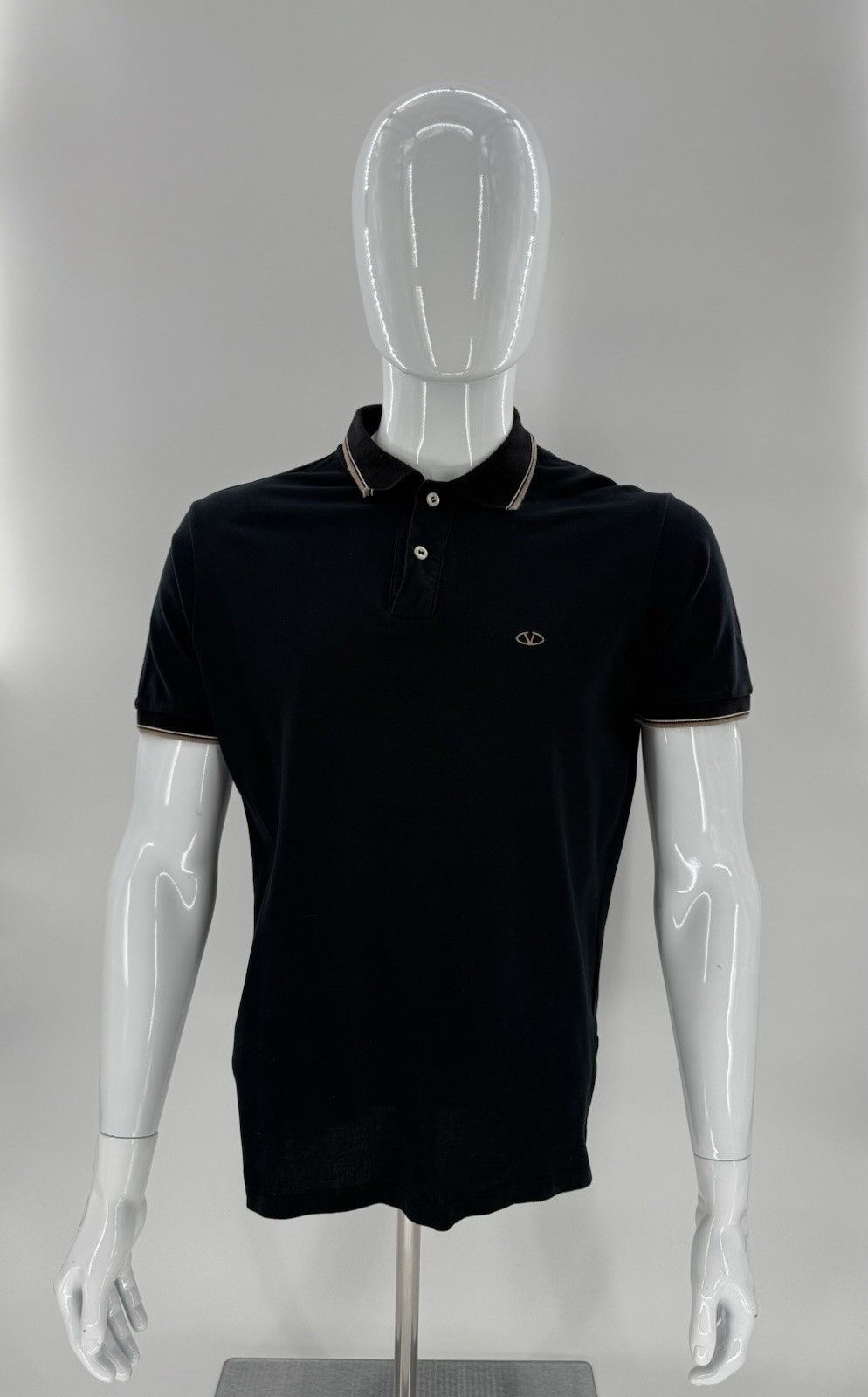Valentino Mens Valentino Roma Black Embroidered Logo Polo Shirt Large Size US L / EU 52-54 / 3 - 1 Thumbnail