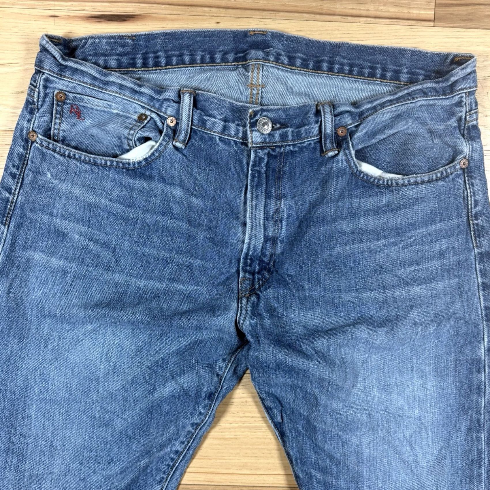 Polo Ralph Lauren VINTAGE Polo Ralph Lauren Jeans Men 35x33 Denim Light Blue Straight Classic Beige 35 Mens Classic Straight Jeans Size US S / EU 44-46 / 1 - 4 Thumbnail