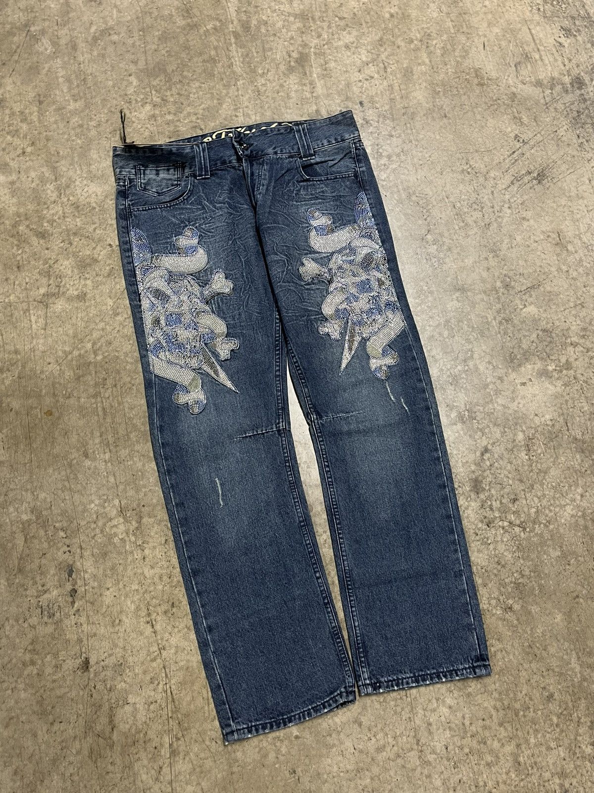 Ed Hardy × Vintage Ed hardy vintage baggy fit denim skull dragon print rare NWT Size US 38 / EU 54 - 2 Thumbnail