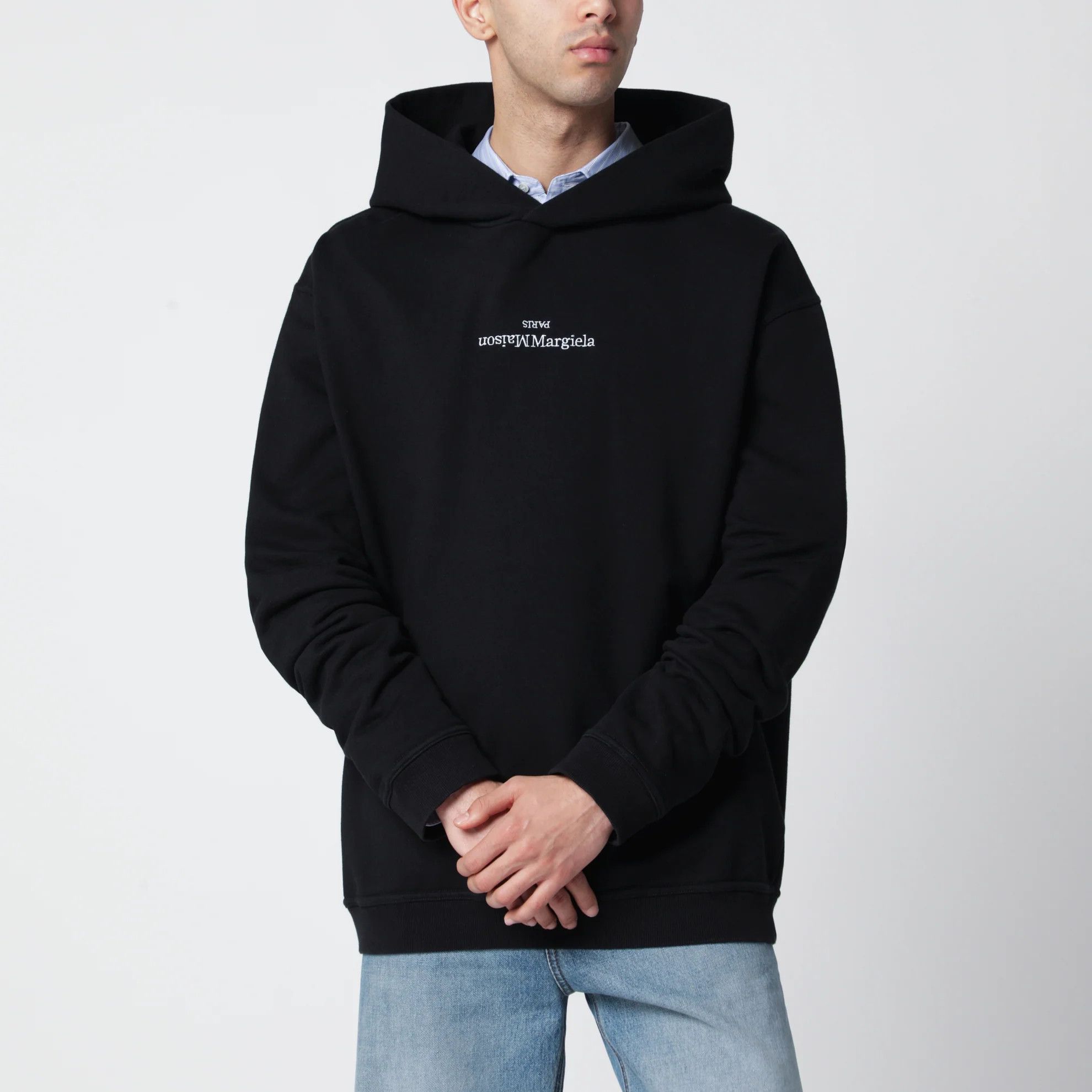Maison Margiela o1d2blof0526 Hoodie With Reversed Logo in Black Size US M / EU 48-50 / 2 - 1 Thumbnail