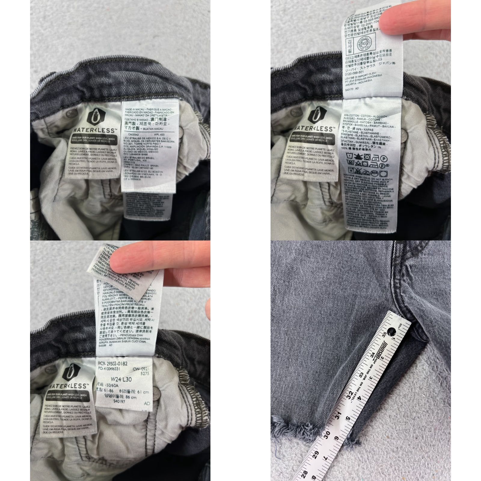 Levi's Levis Shorts Womens 24 Gray Denim Jean Cutoff Premium Big E 501 Button Fly 21x6 Size 42" / US 20 - 8 Thumbnail