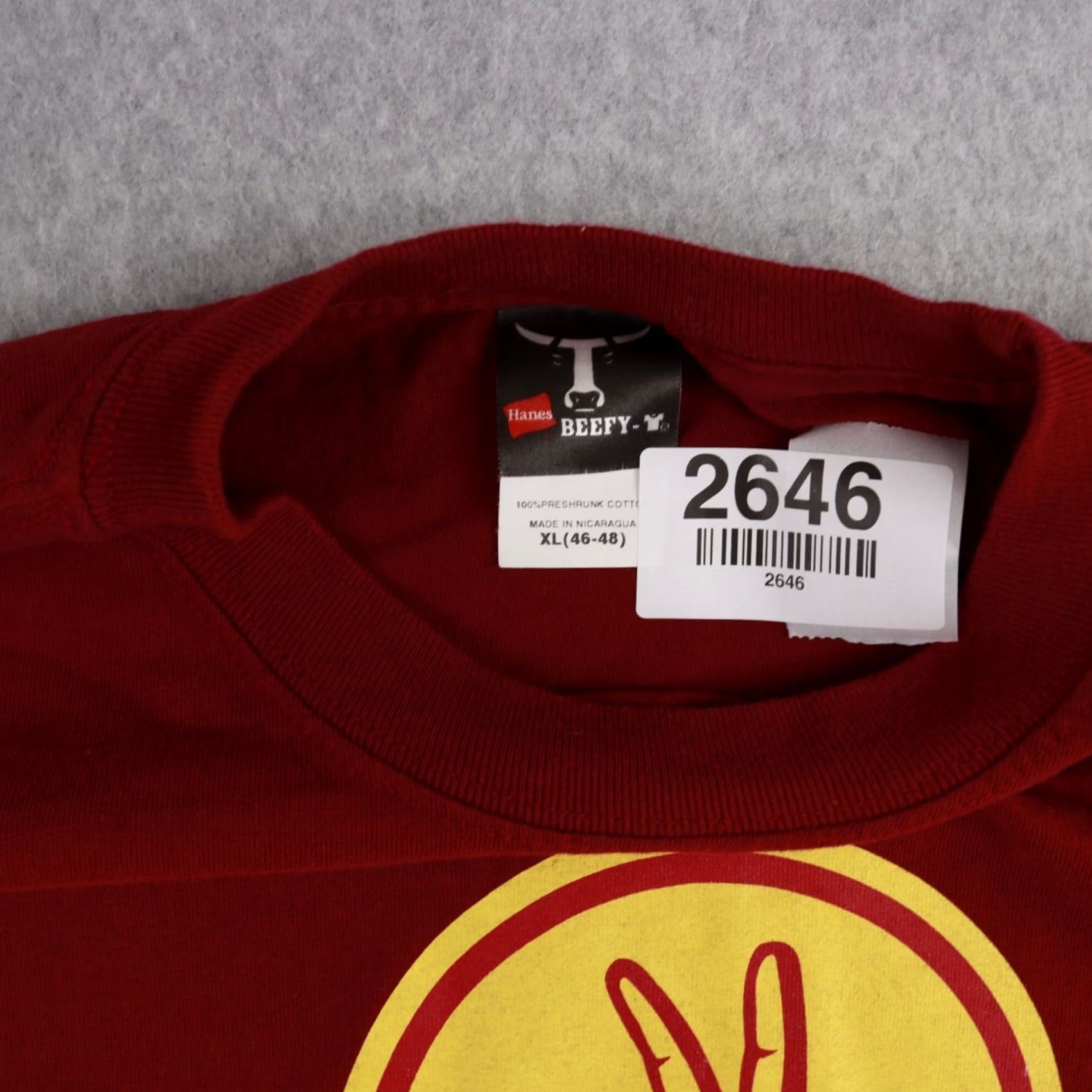Hanes VINTAGE Hanes Beefy-T Peace Fingers Logo TM Graphic Adult XL T-Shirt Red Mens Size US XL / EU 56 / 4 - 4 Thumbnail