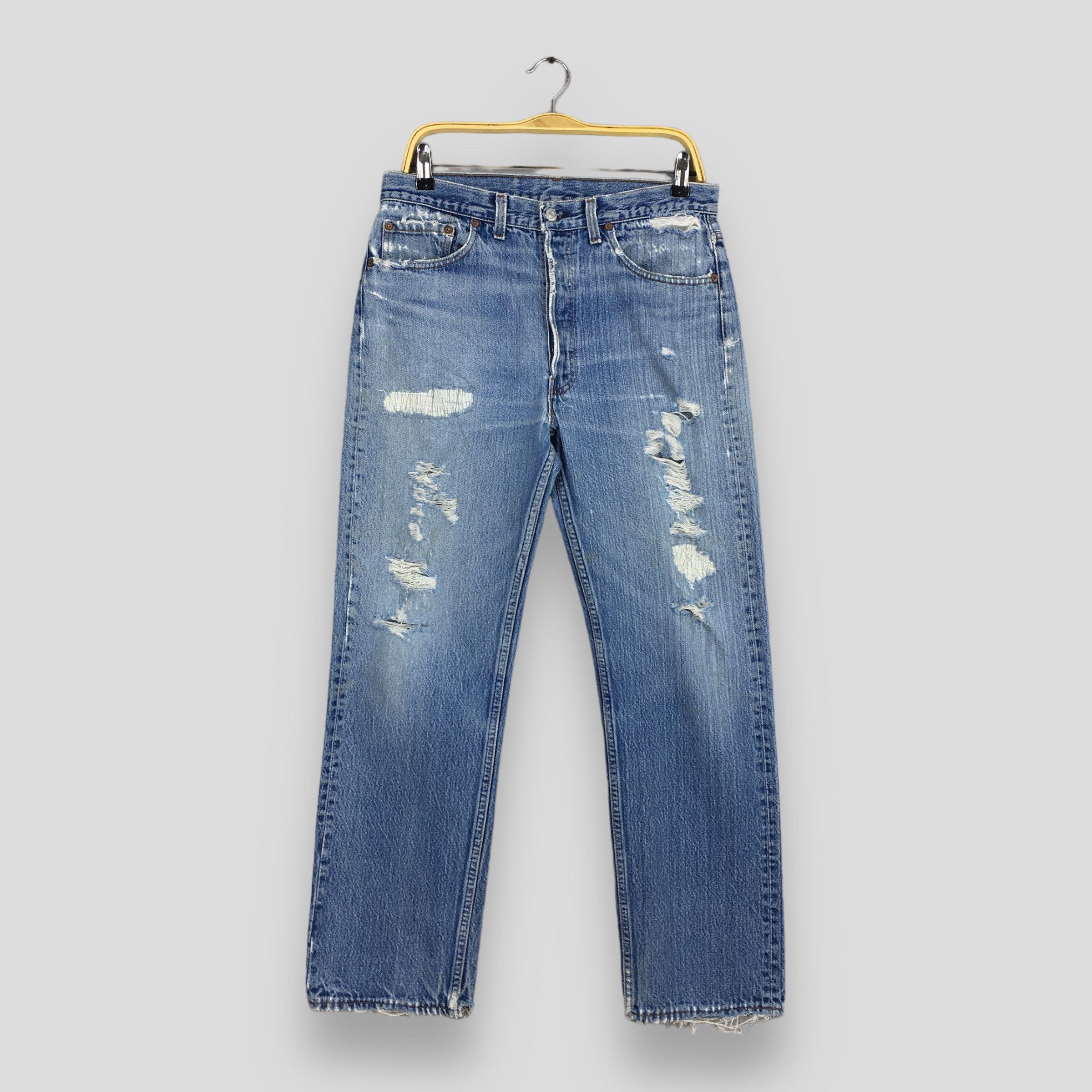 Levi's Size 31x29 Vintage 90s Levi's 501 Faded Blue Jeans S639 Size US 31 - 1 Thumbnail