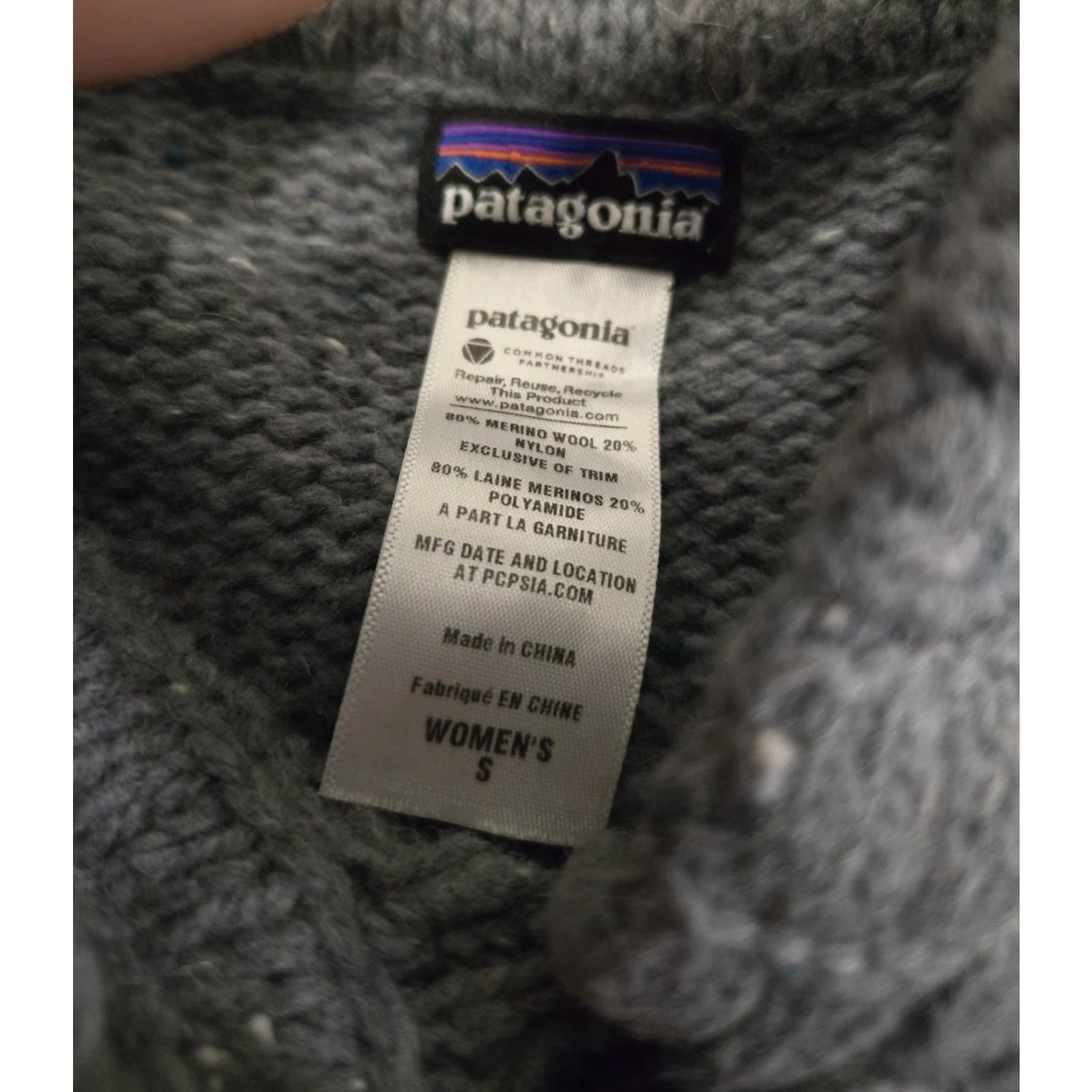 Patagonia Patagonia Sweater Womens Small Gray Lambswool Blend Henley Hoodie Knit Speckled Size S / US 4 / IT 40 - 4 Thumbnail