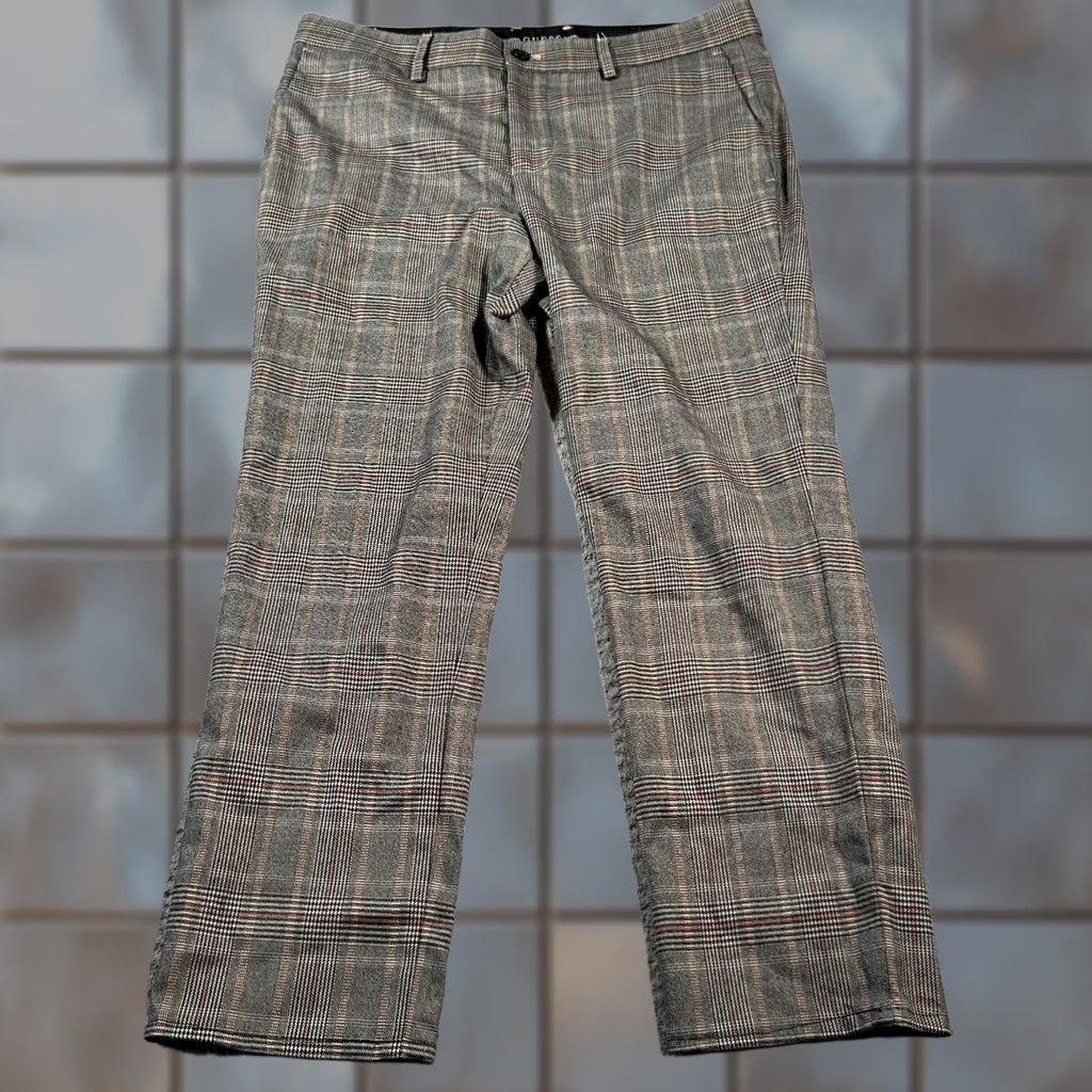 Guess Guess Chino Pants Mens 30 Gray Glen Plaid Slim Fit Zip Fly Straight Leg Pants Size US 30 / EU 46 - 1 Thumbnail