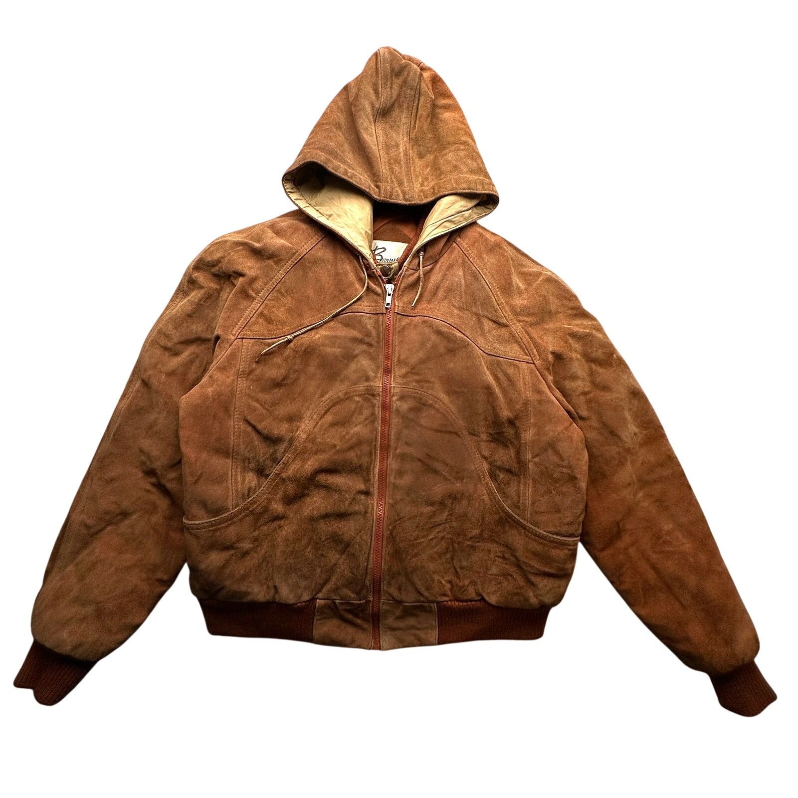 Other Vintage Bermans Suede Leather Heavy Hooded Jacket 44 Large Size US L / EU 52-54 / 3 - 1 Thumbnail